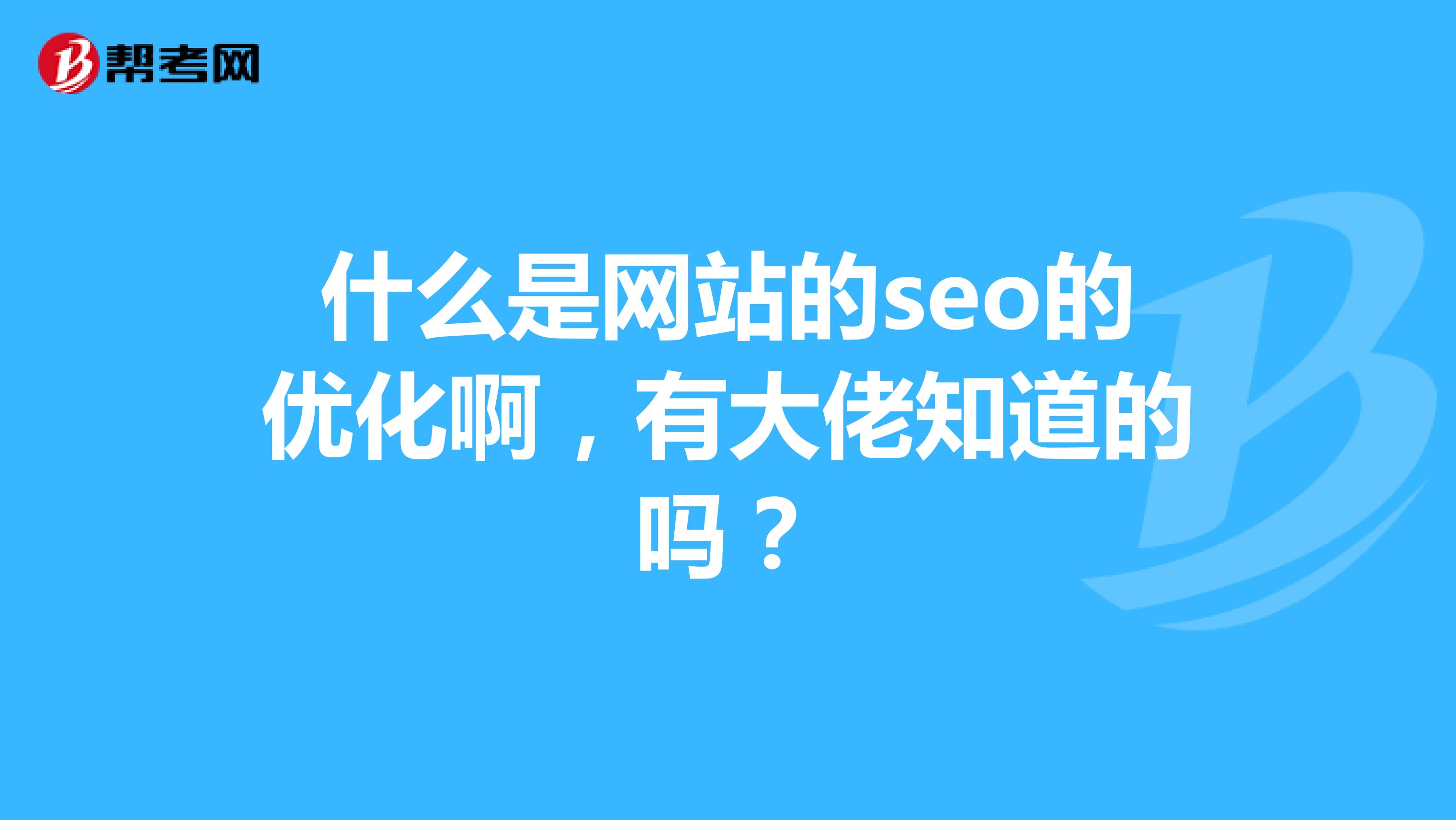 什么是网站的seo的优化啊,有大佬知道的吗?