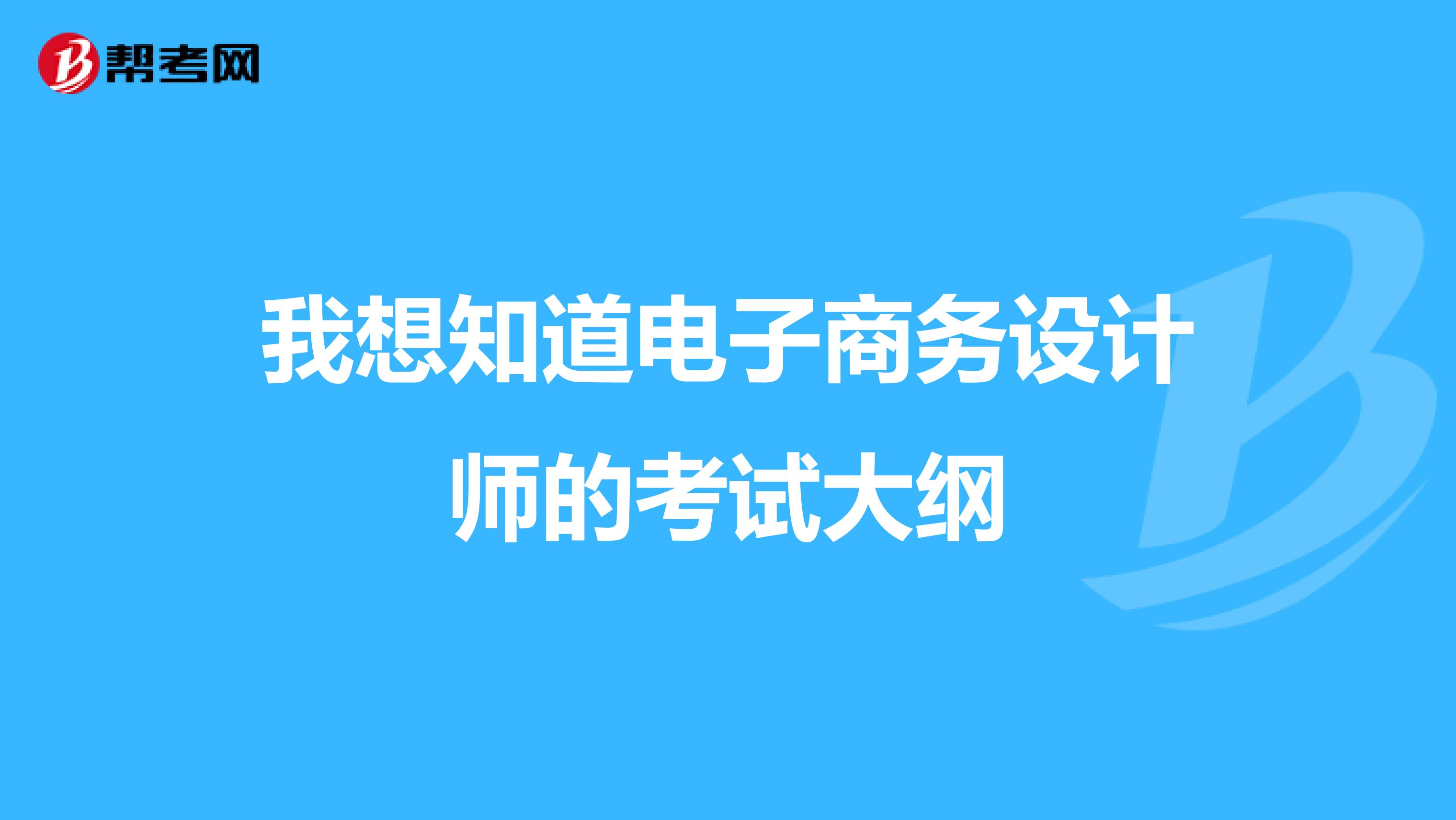 我想知道電子商務(wù)設(shè)計(jì)師的考試大綱