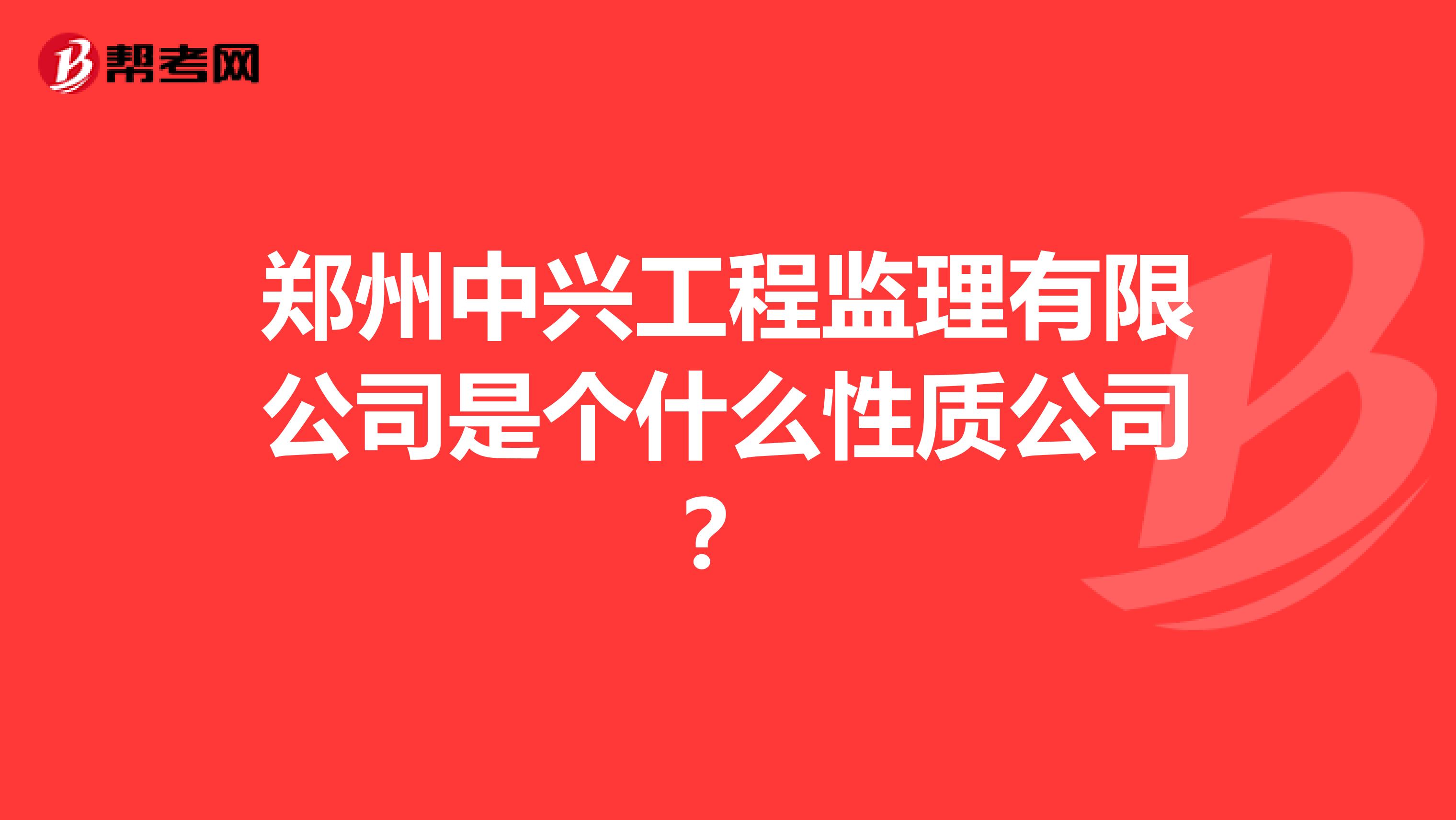 郑州中兴工程监理有限公司是个什么性质公司?