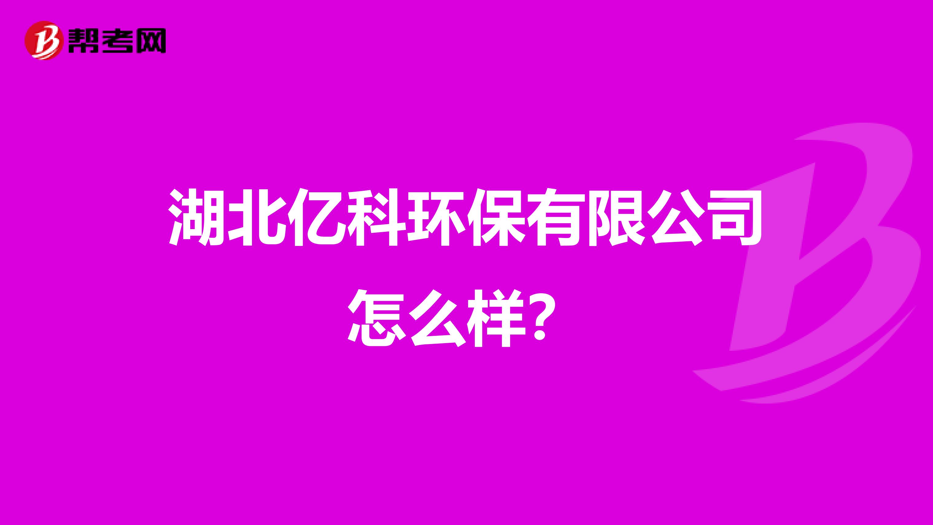 湖北亿科环保有限公司怎么样？