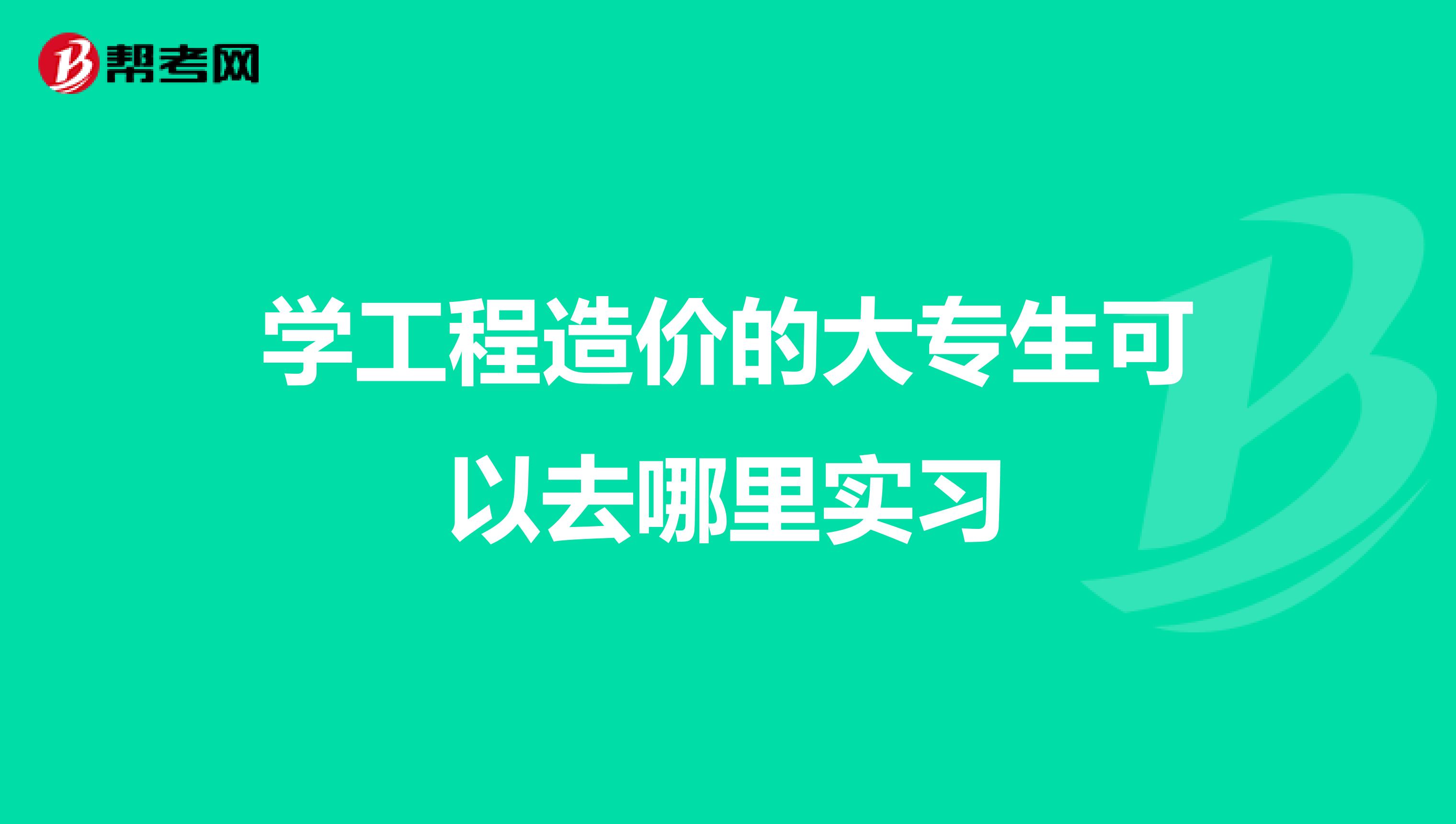 学工程造价的大专生可以去哪里实习