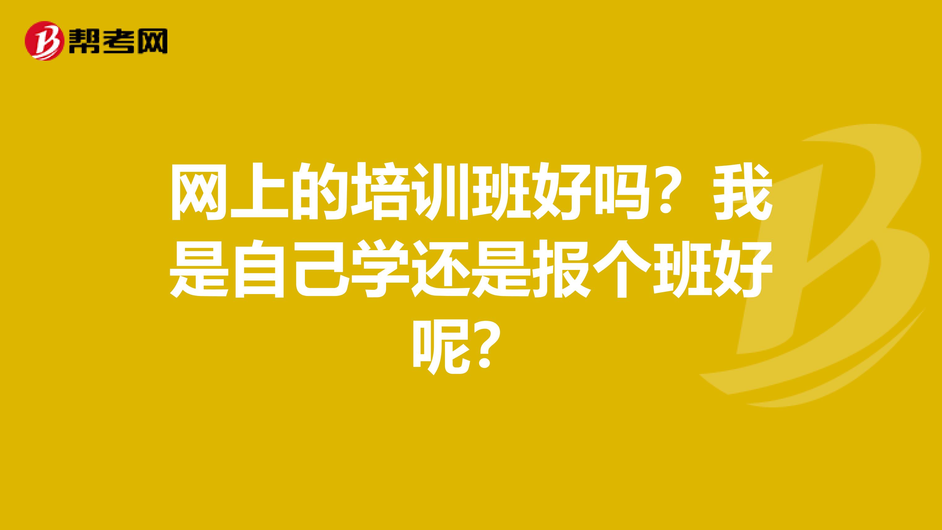 网上的培训班好吗?我是自己学还是报个班好呢?