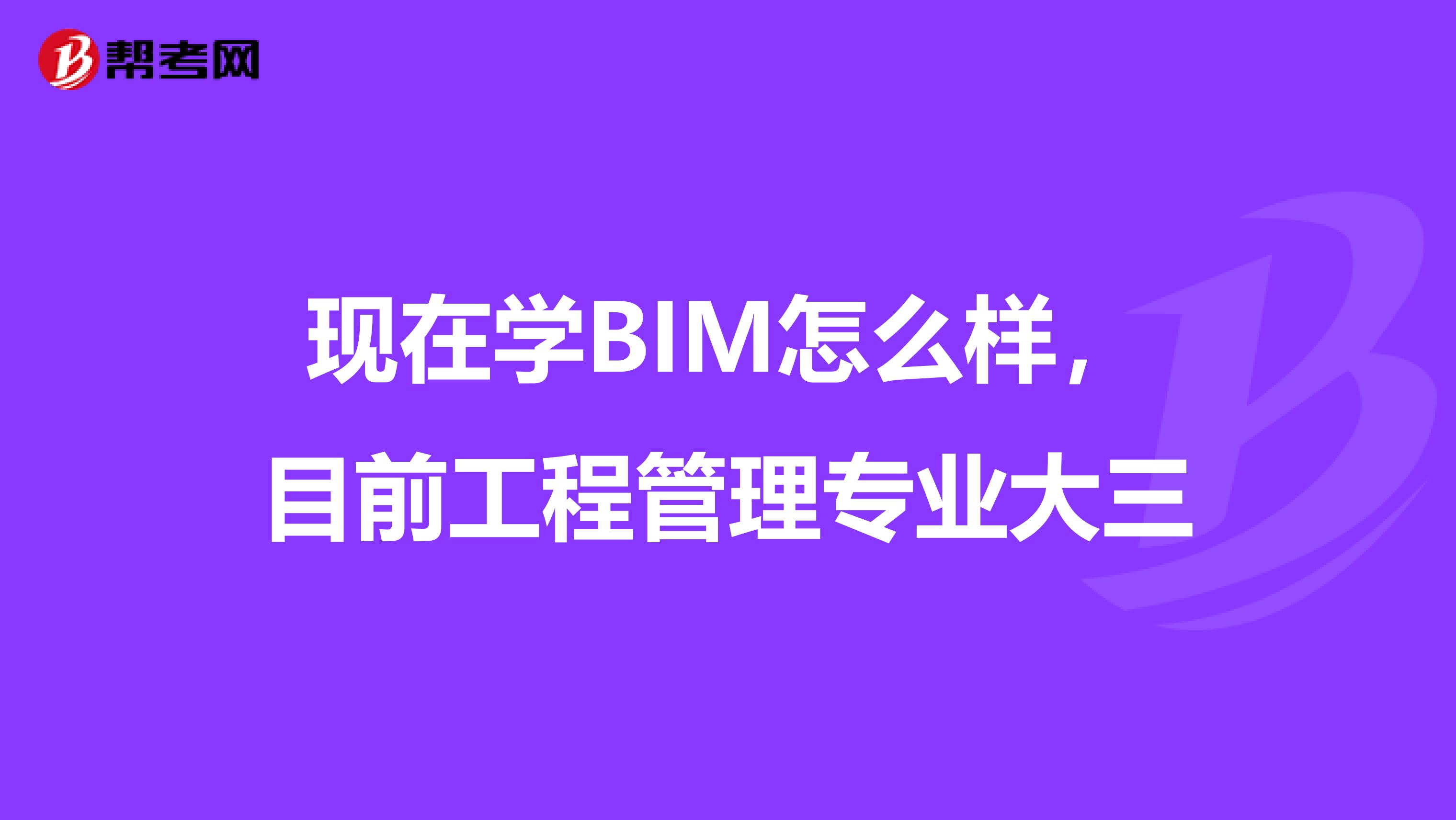 現(xiàn)在學(xué)BIM怎么樣,目前工程管理專業(yè)大三