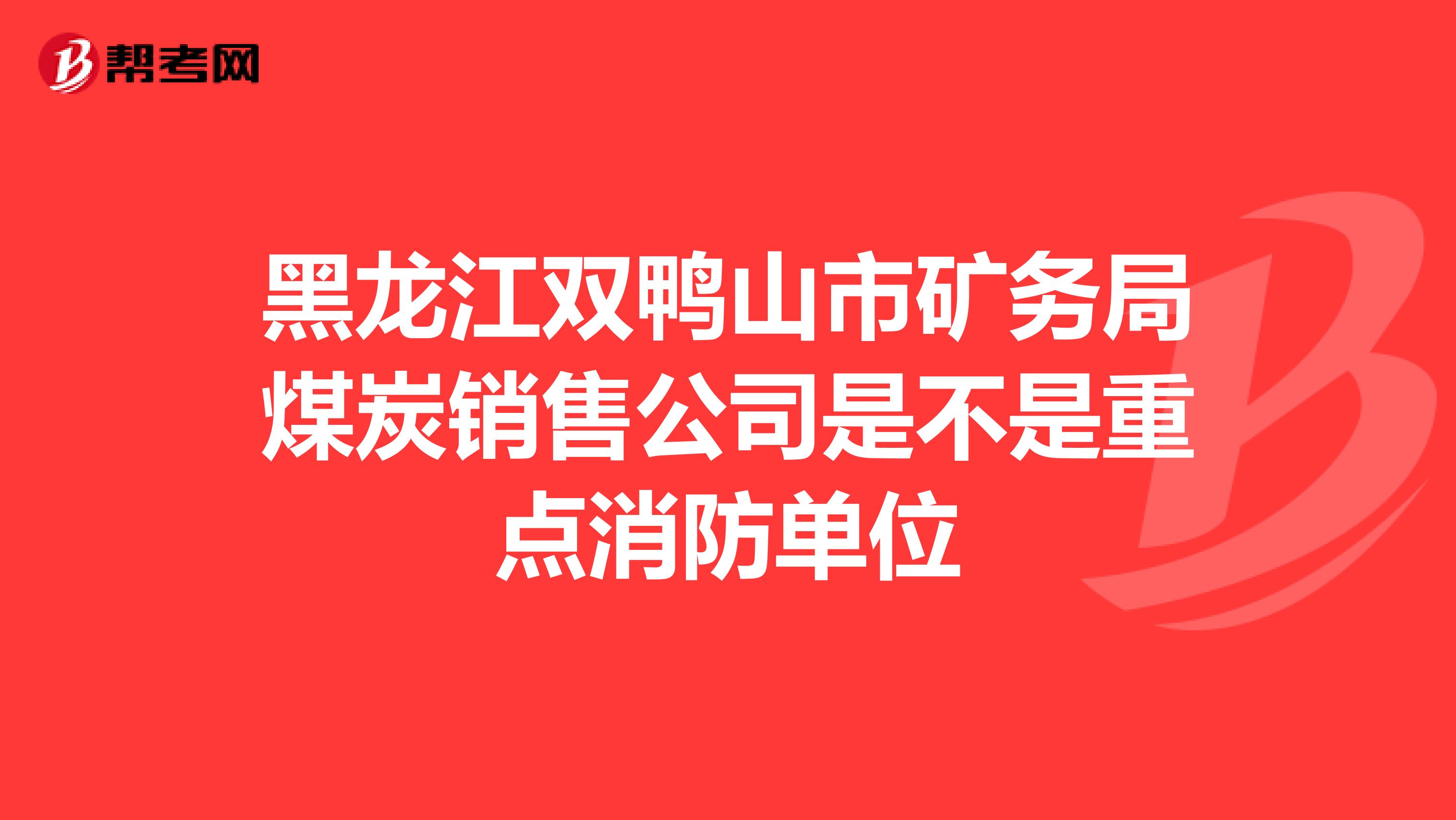 黑龙江双鸭山市矿务局煤炭销售公司是不是重点消防单位
