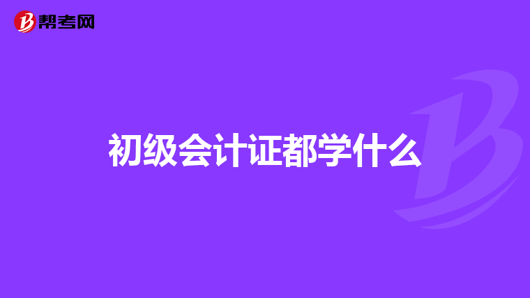 初级会计证都学什么