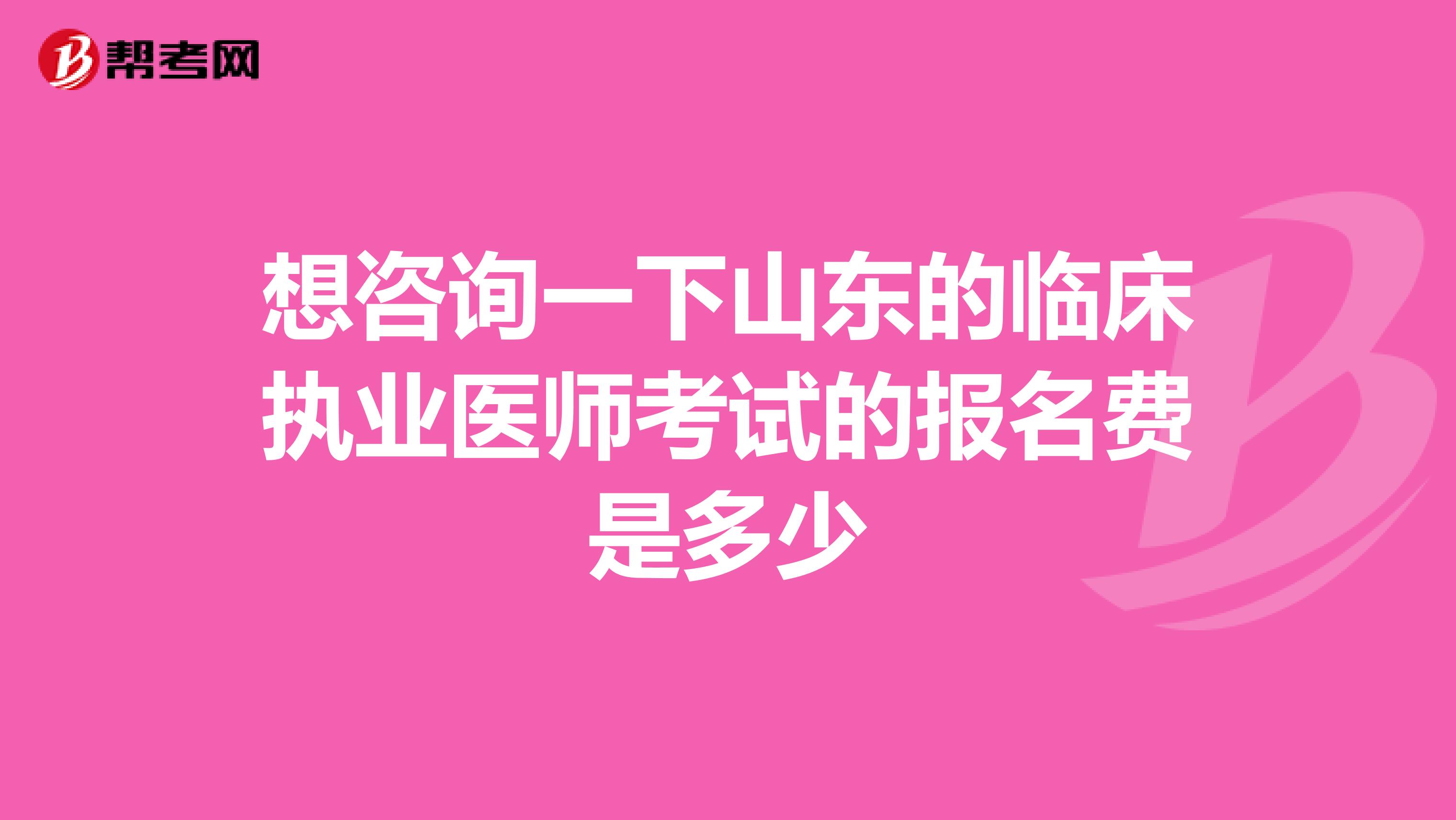 想咨询一下山东的临床执业医师考试的报名费是多少