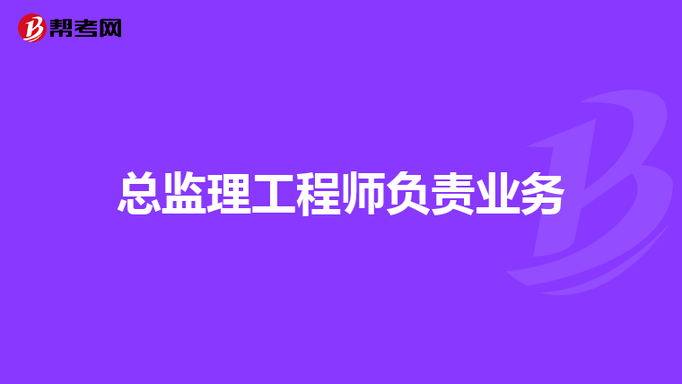 总监理工程师负责业务