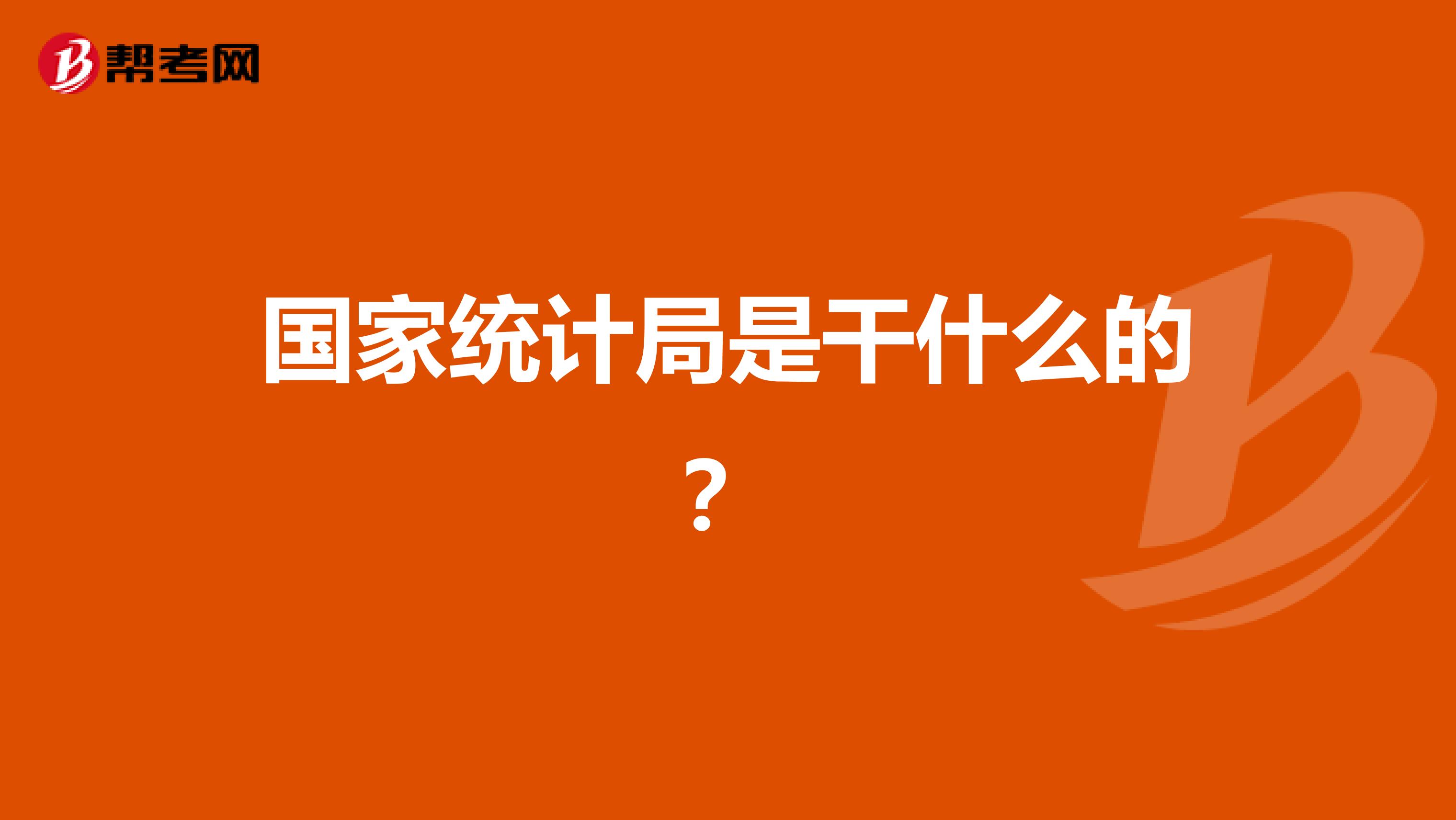 国家统计局是干什么的?