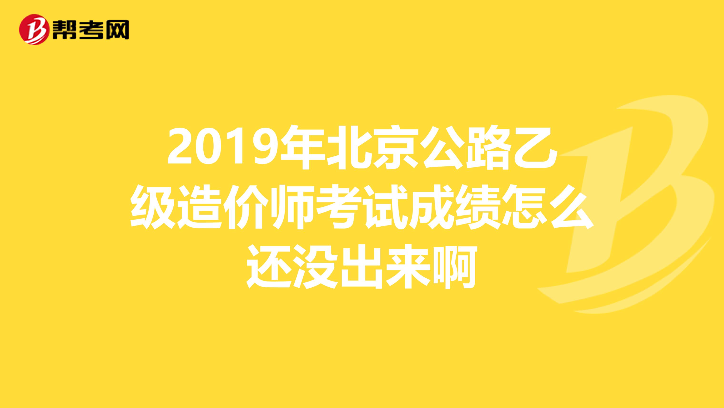2019年北京公路乙级造价师考试成绩怎么还没出来啊