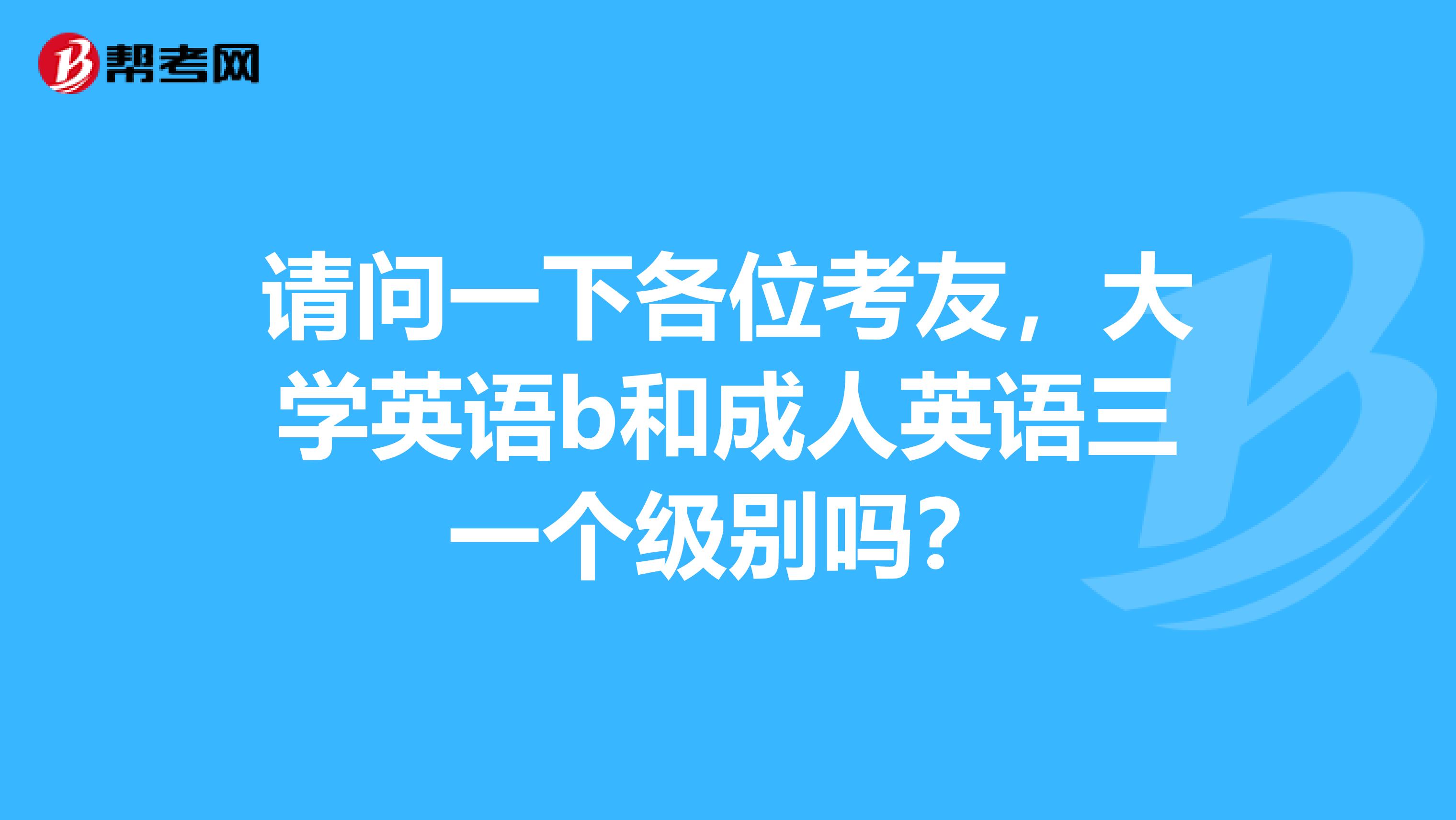 请问一下各位考友,大学英语b和成人英语三一个级别吗?