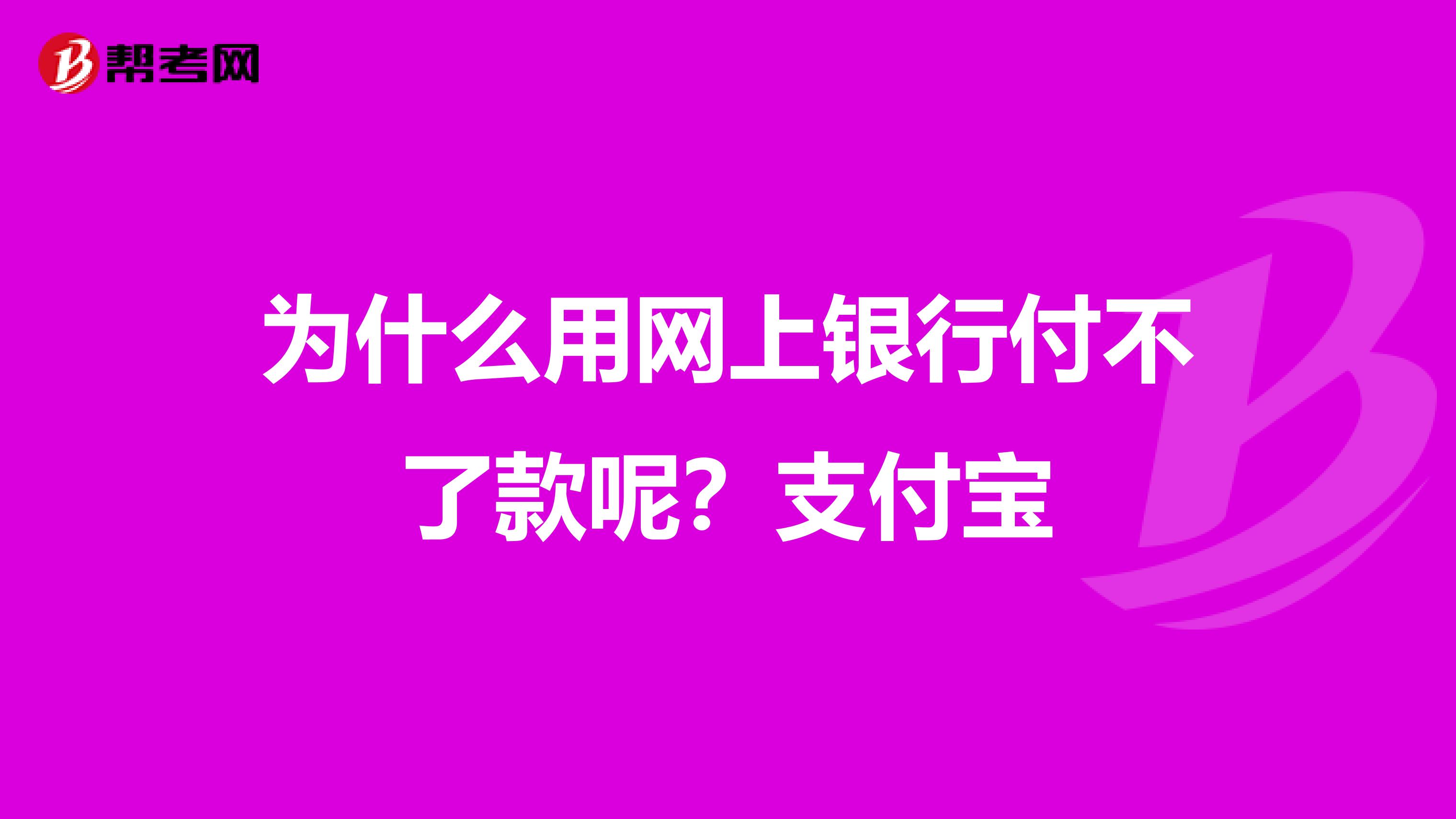 为什么用网上银行付不了款呢？支付宝