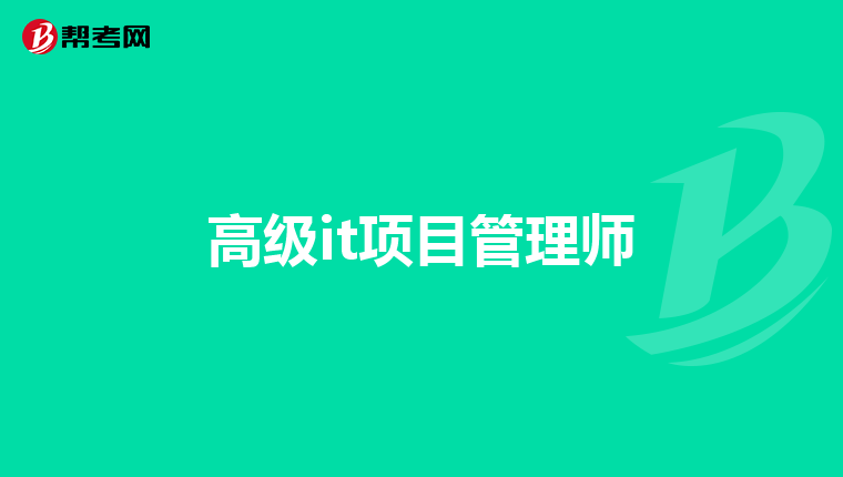 高级it项目管理师