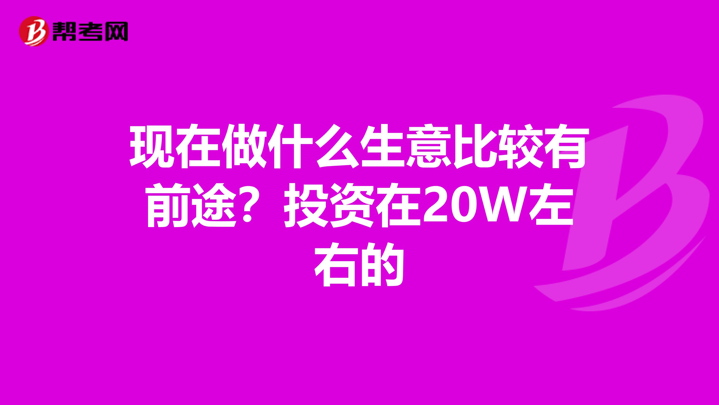 现在做什么生意比较有前途？投资在20W左右的