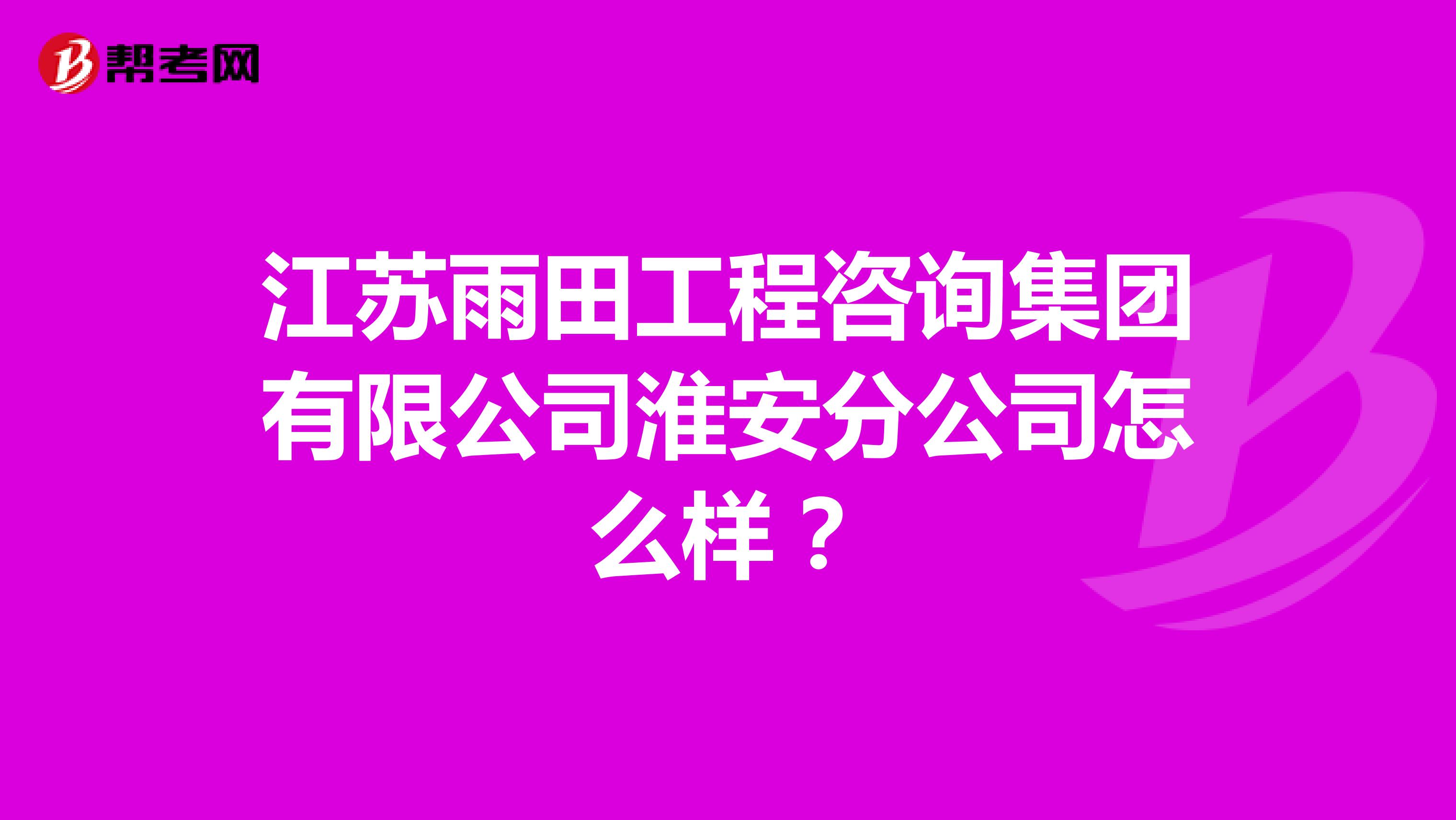 江苏雨田工程咨询集团有限公司淮安分公司怎么样？