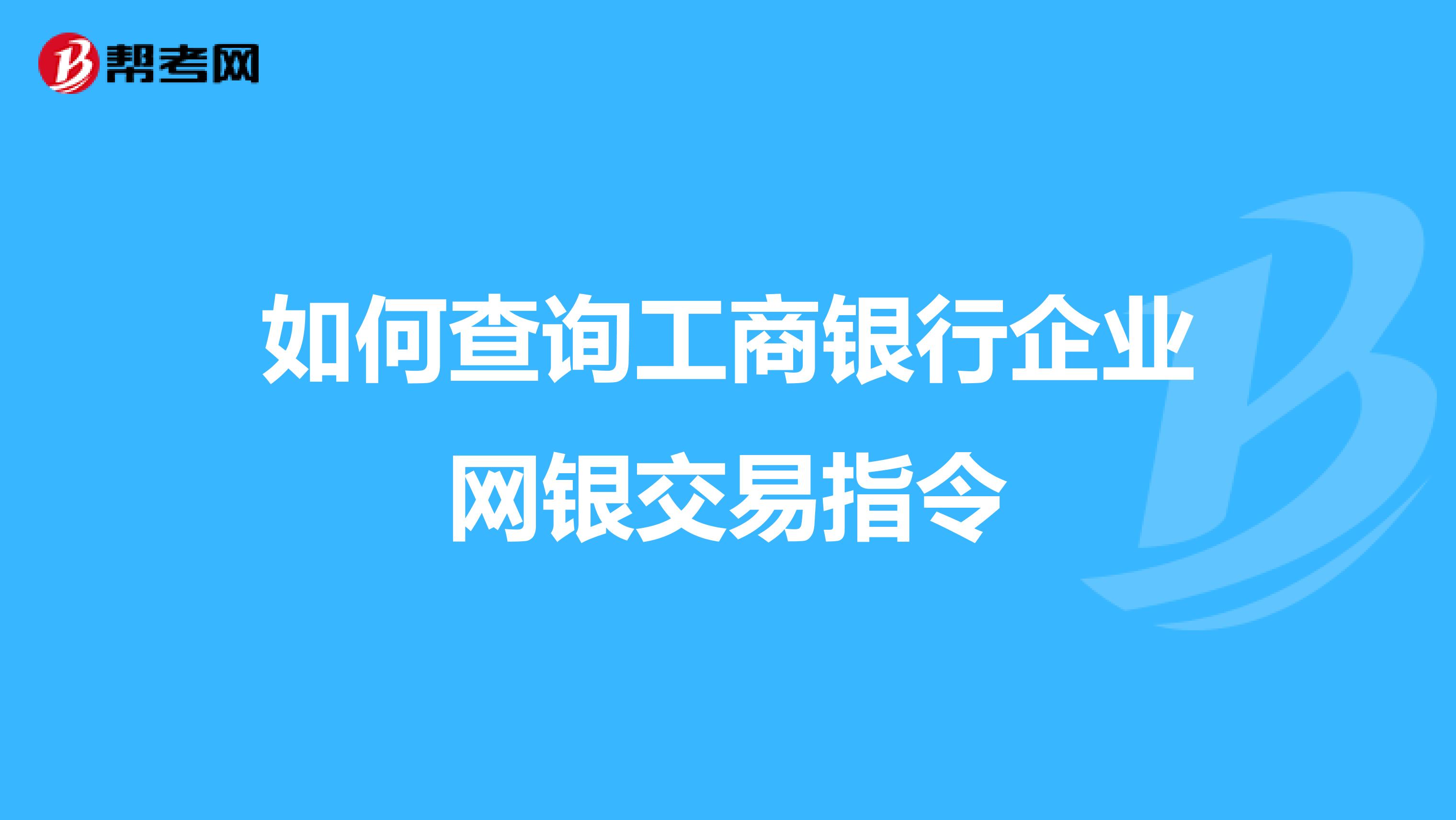 如何查询工商银行企业网银交易指令