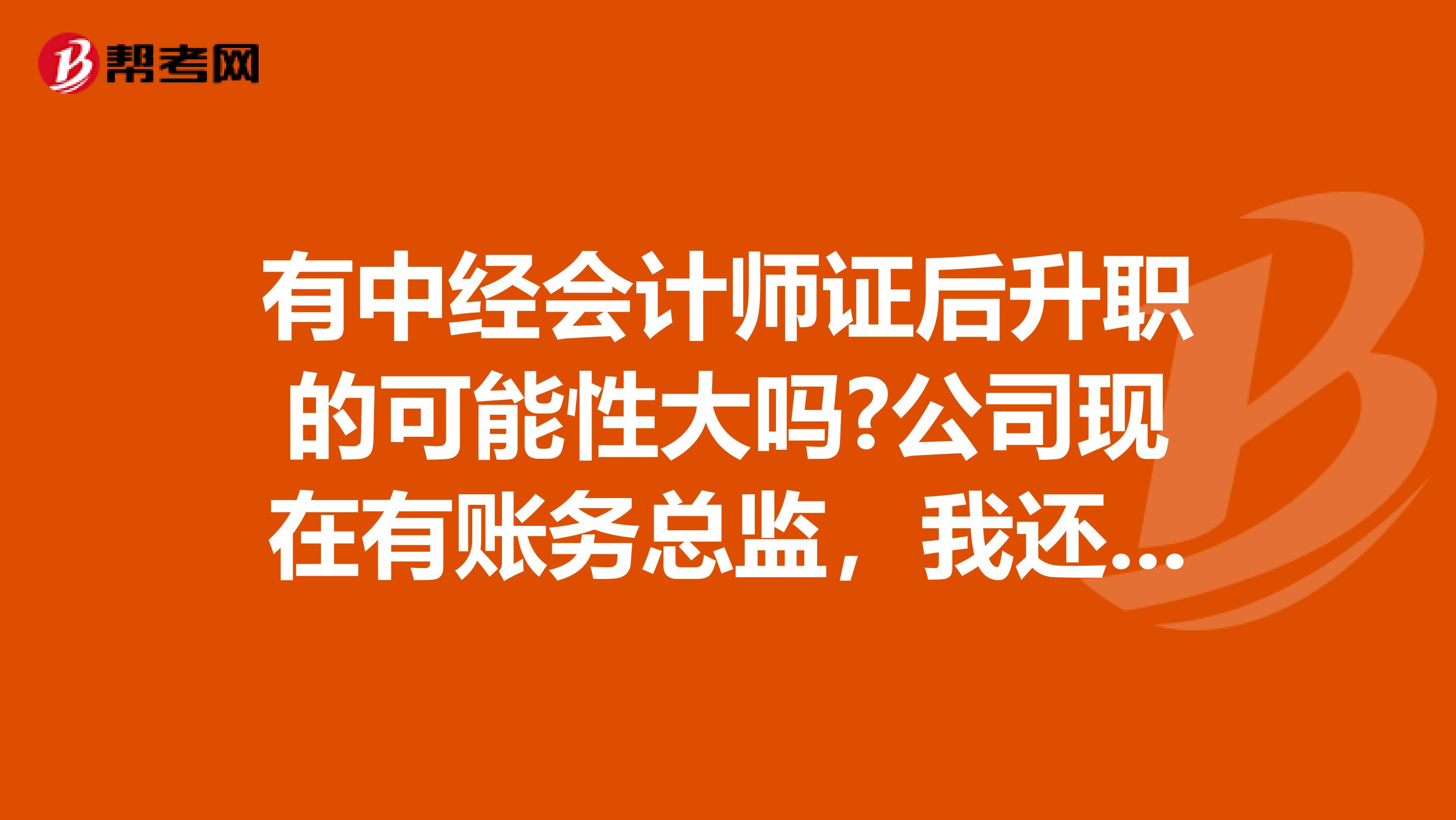 有中经会计师证后升职的可能性大吗?公司现在有账务总监,我还能到什么岗位呢