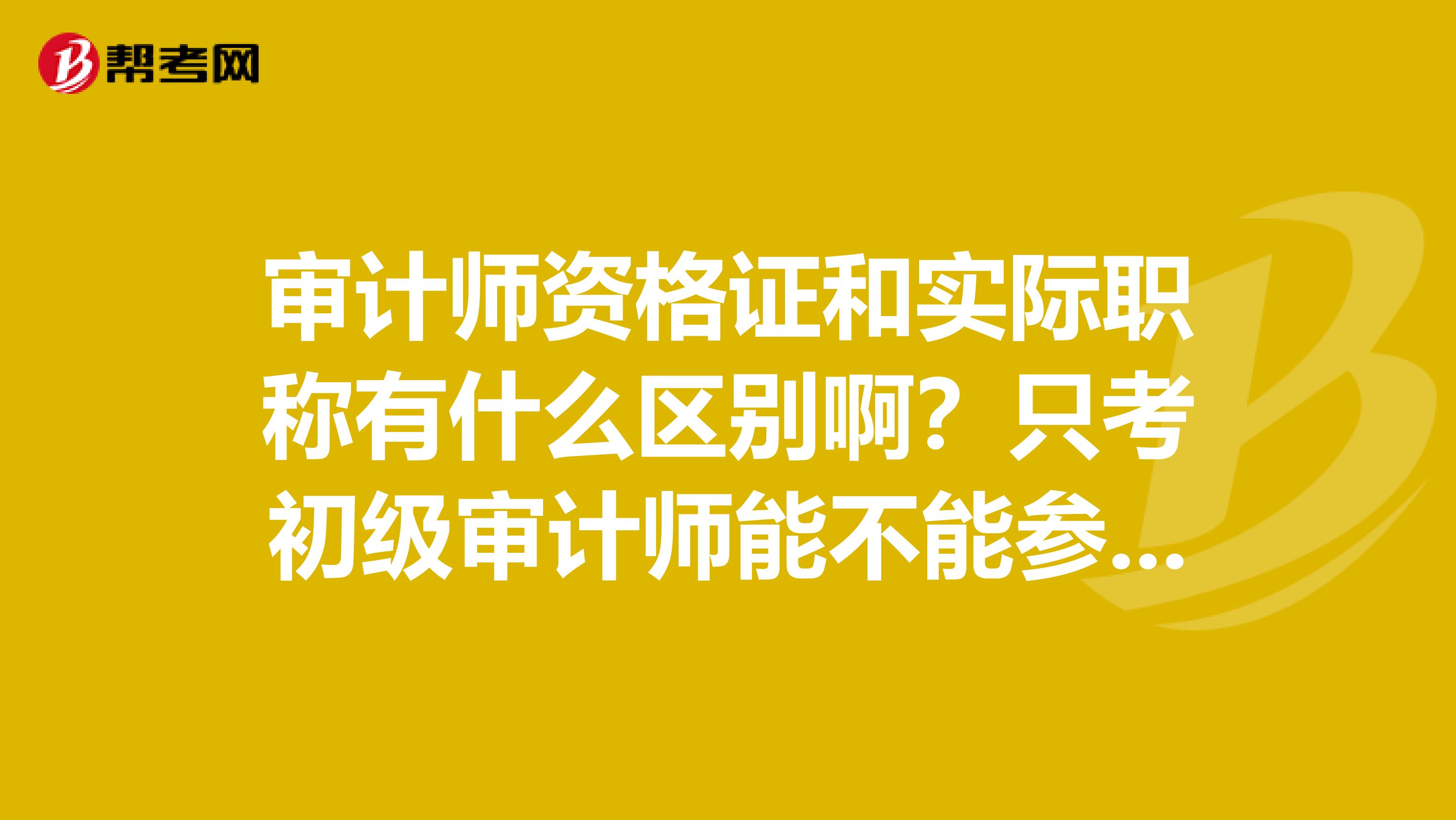审计师资格证和实际职称有什么区别啊?只考初级审计师能不能参与审计工作?