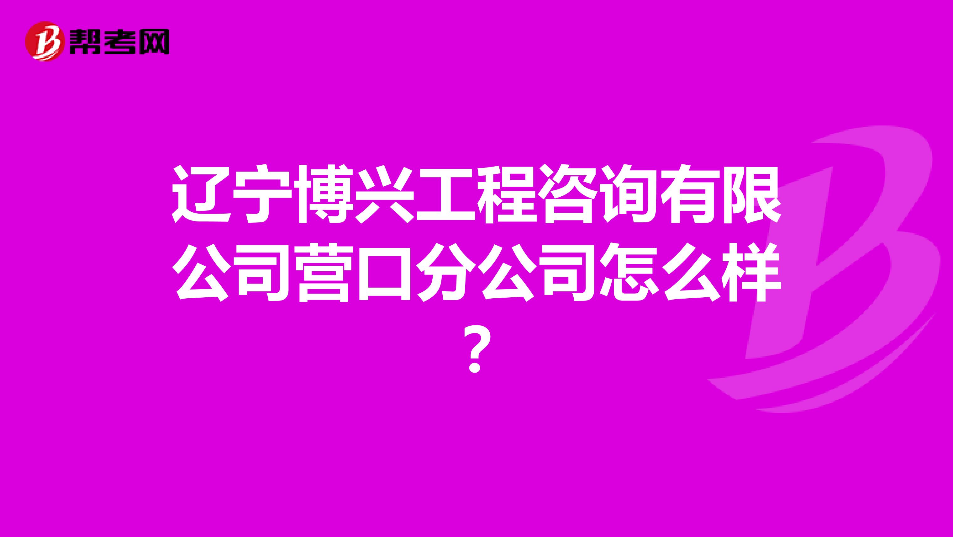辽宁博兴工程咨询有限公司营口分公司怎么样?