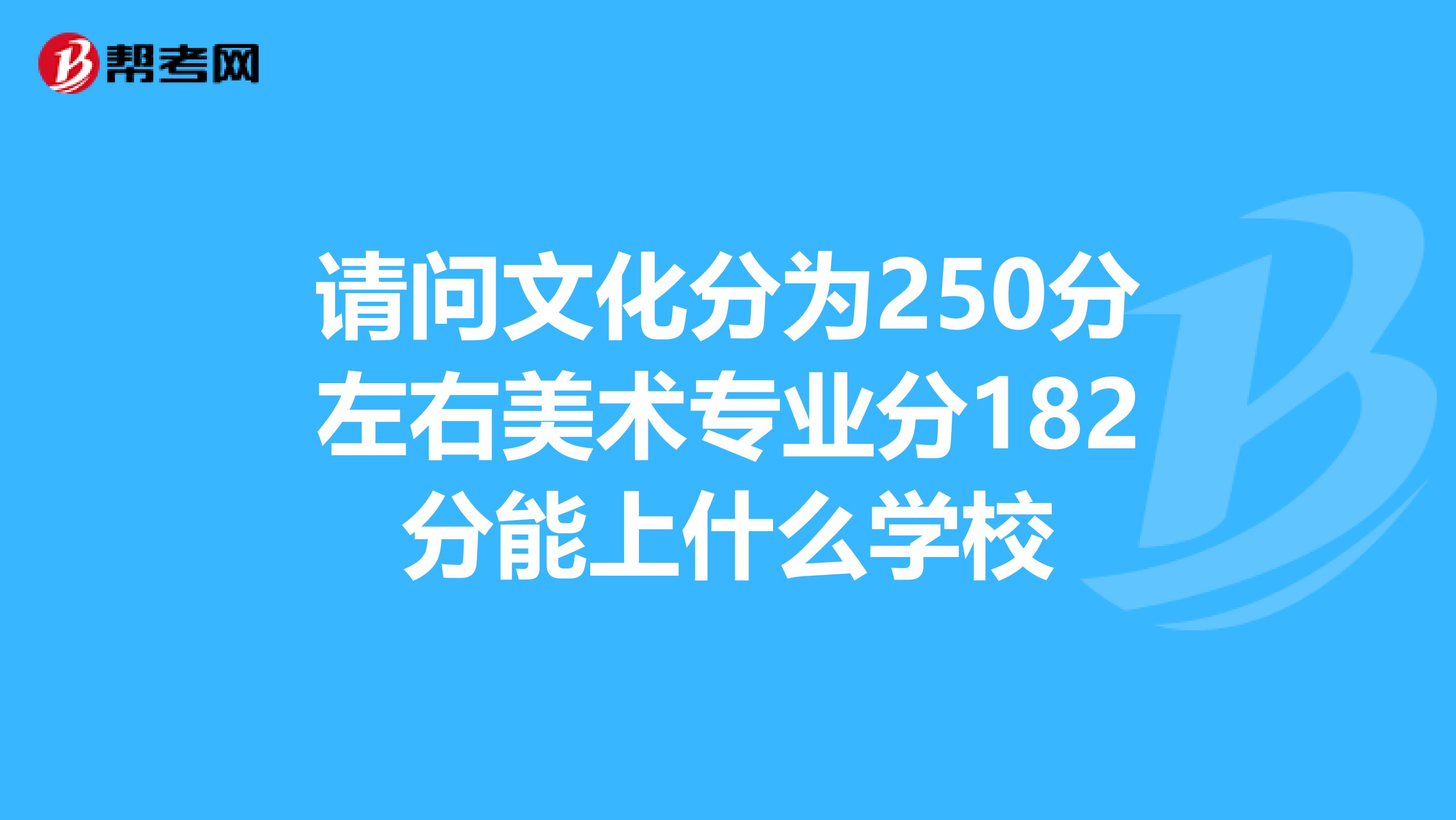 请问文化分为250分左右美术专业分182分能上什么学校