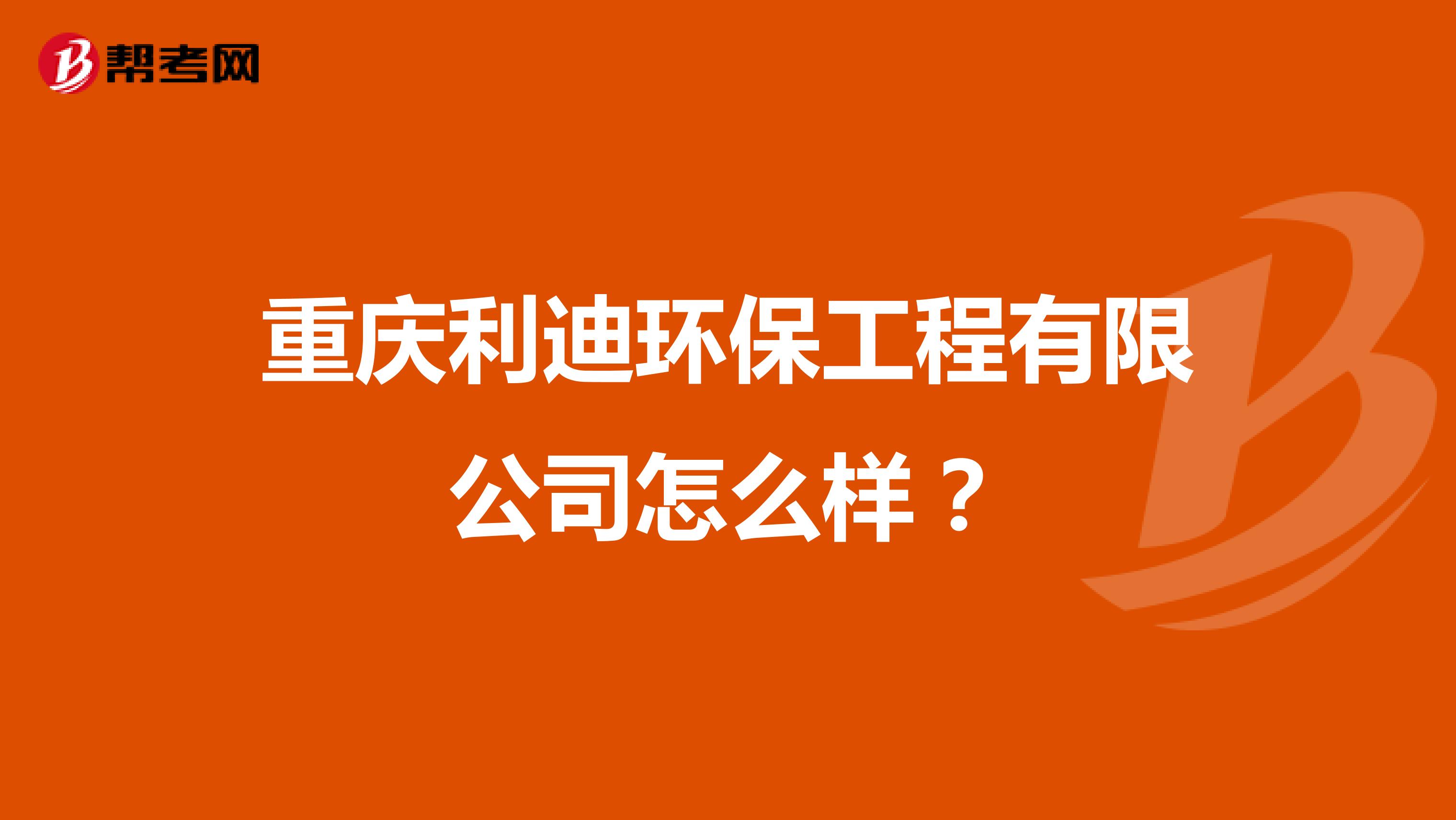 重庆利迪环保工程有限公司怎么样？