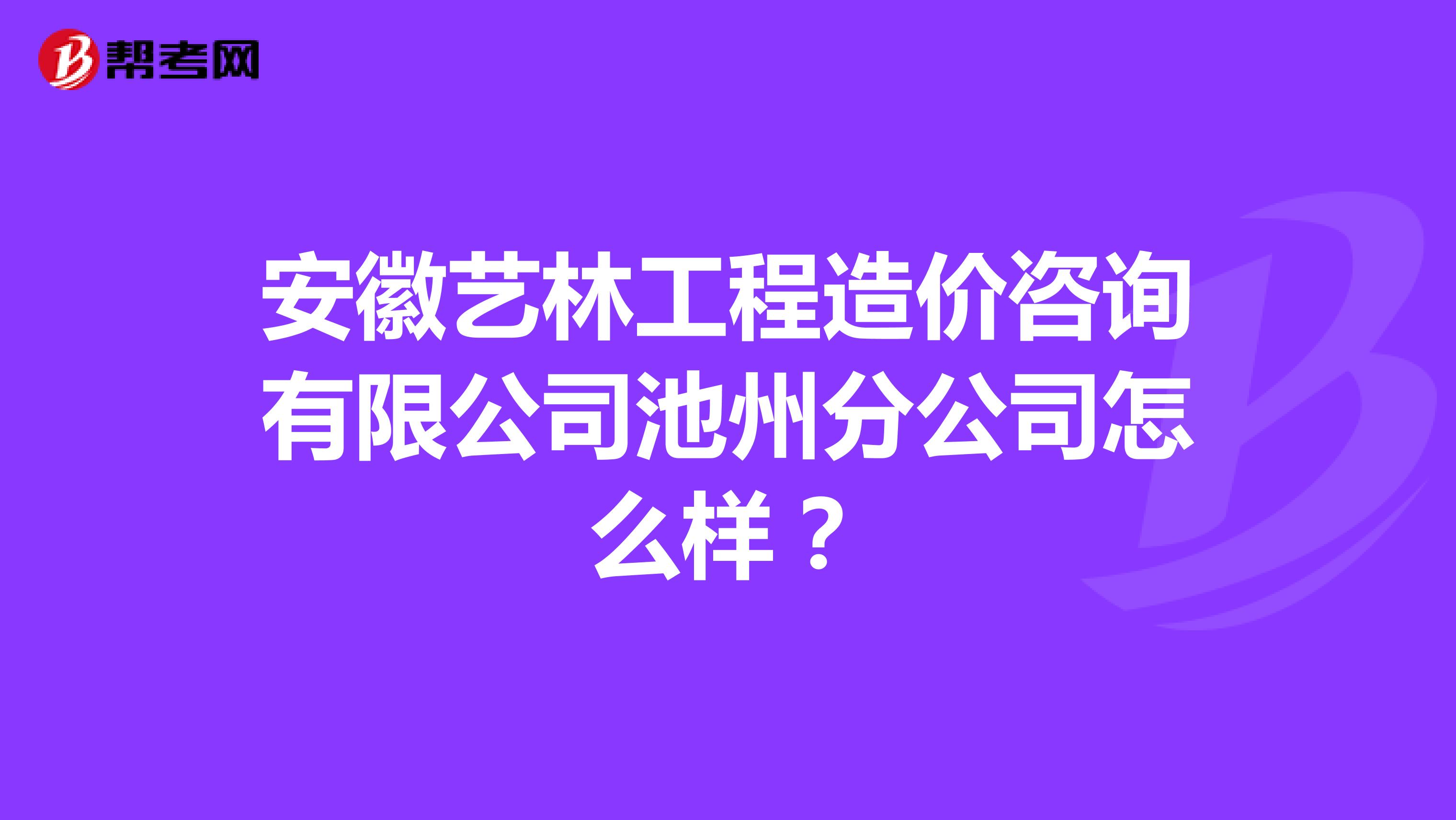 安徽艺林工程造价咨询有限公司池州分公司怎么样？