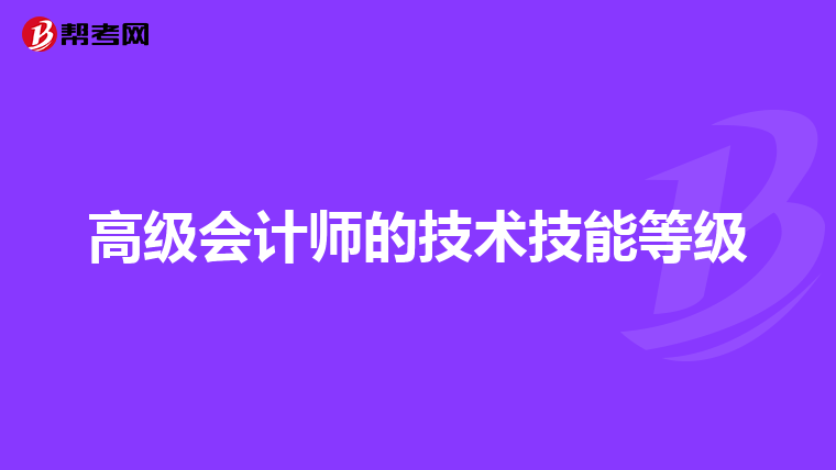 高级会计师的技术技能等级