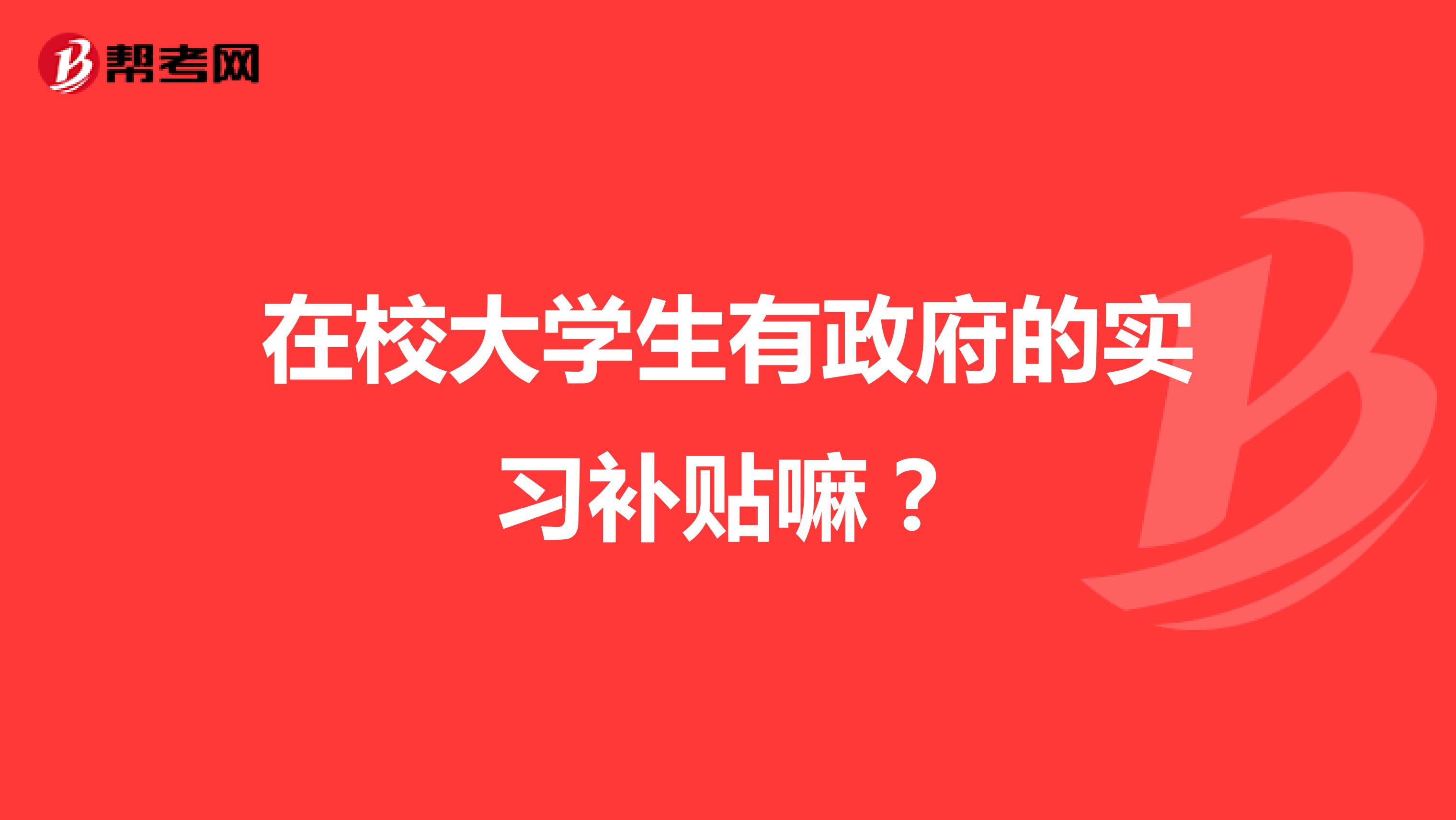 在校大学生有政府的实习补贴嘛？