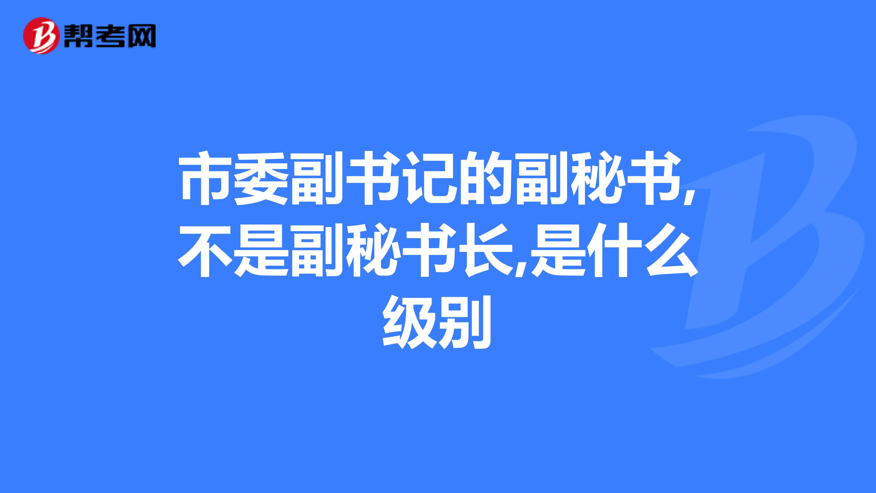 市委副书记的副秘书,不是副秘书长,是什么级别