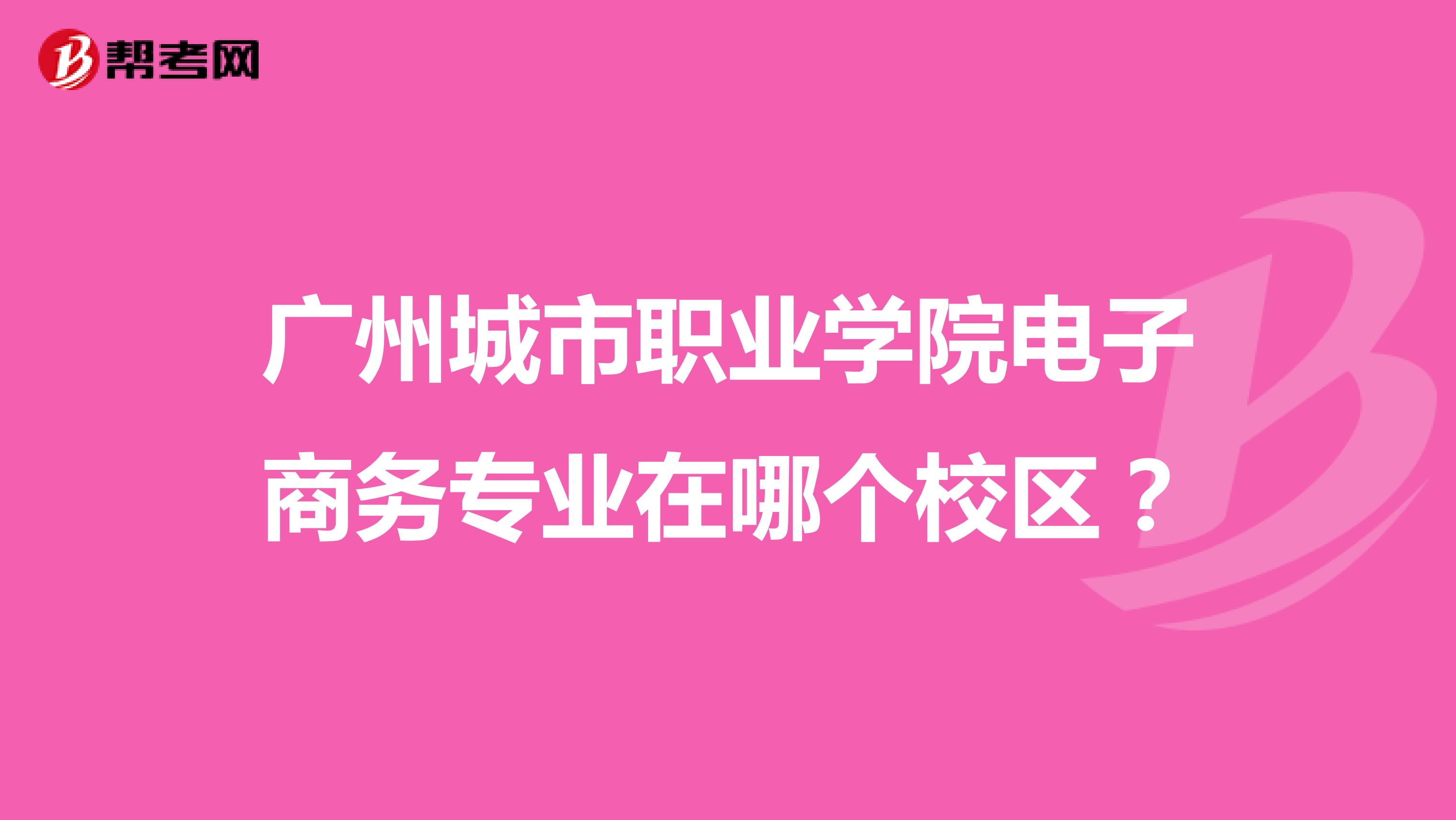 广州城市职业学院电子商务专业在哪个校区？