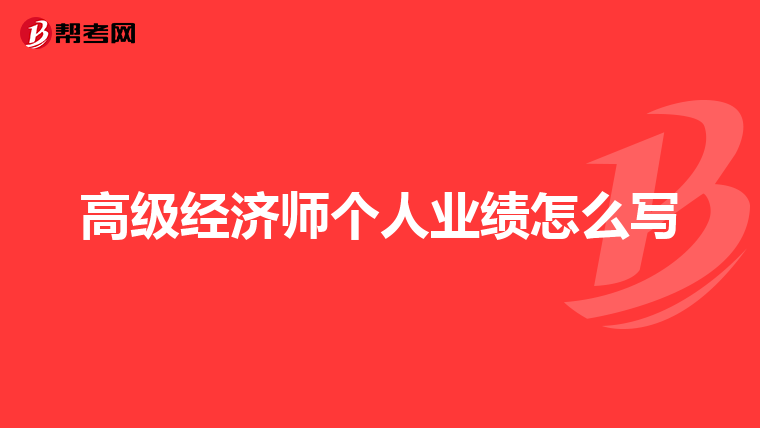 高级经济师个人业绩怎么写