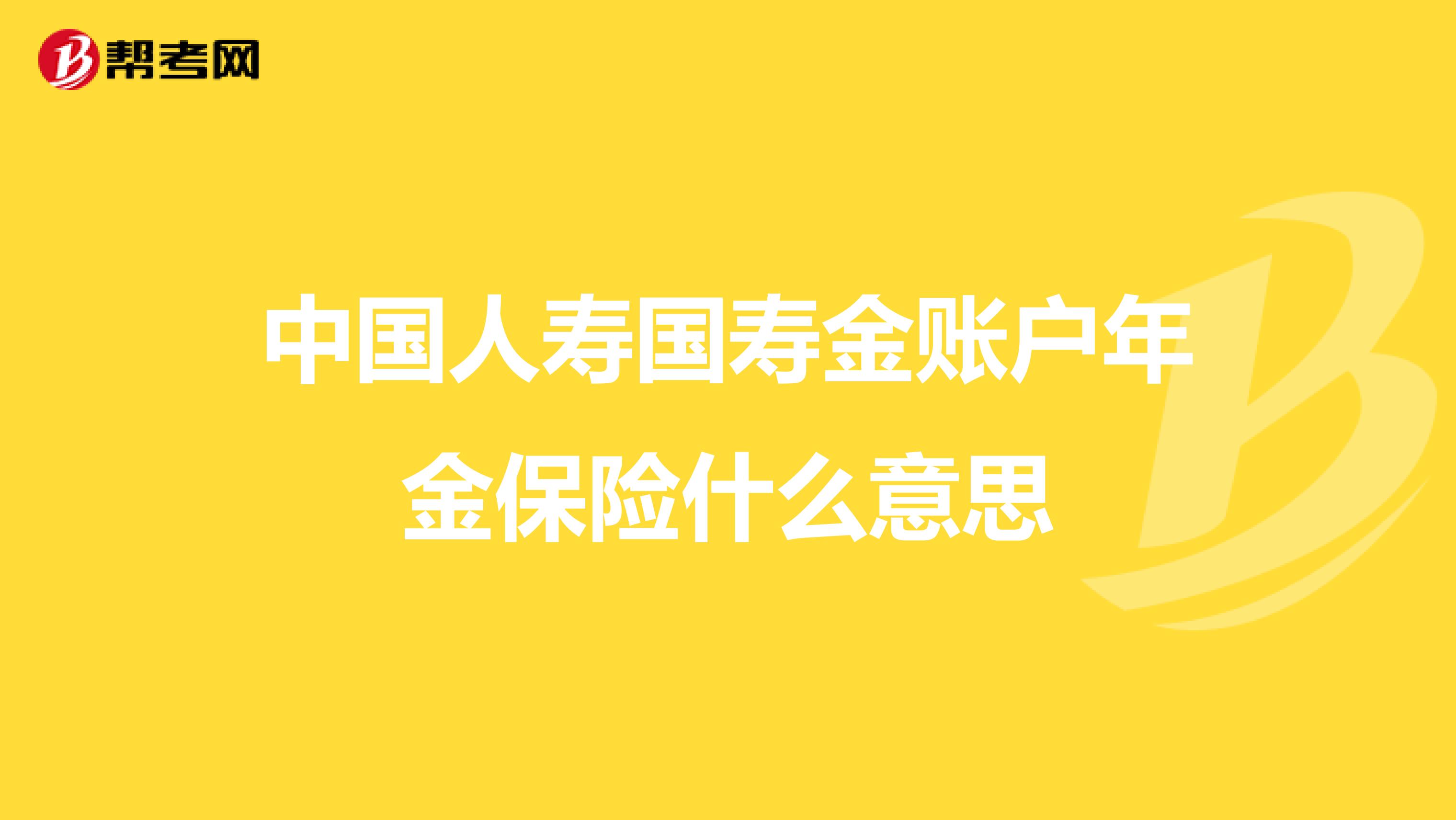 中国人寿国寿金账户年金保险什么意思
