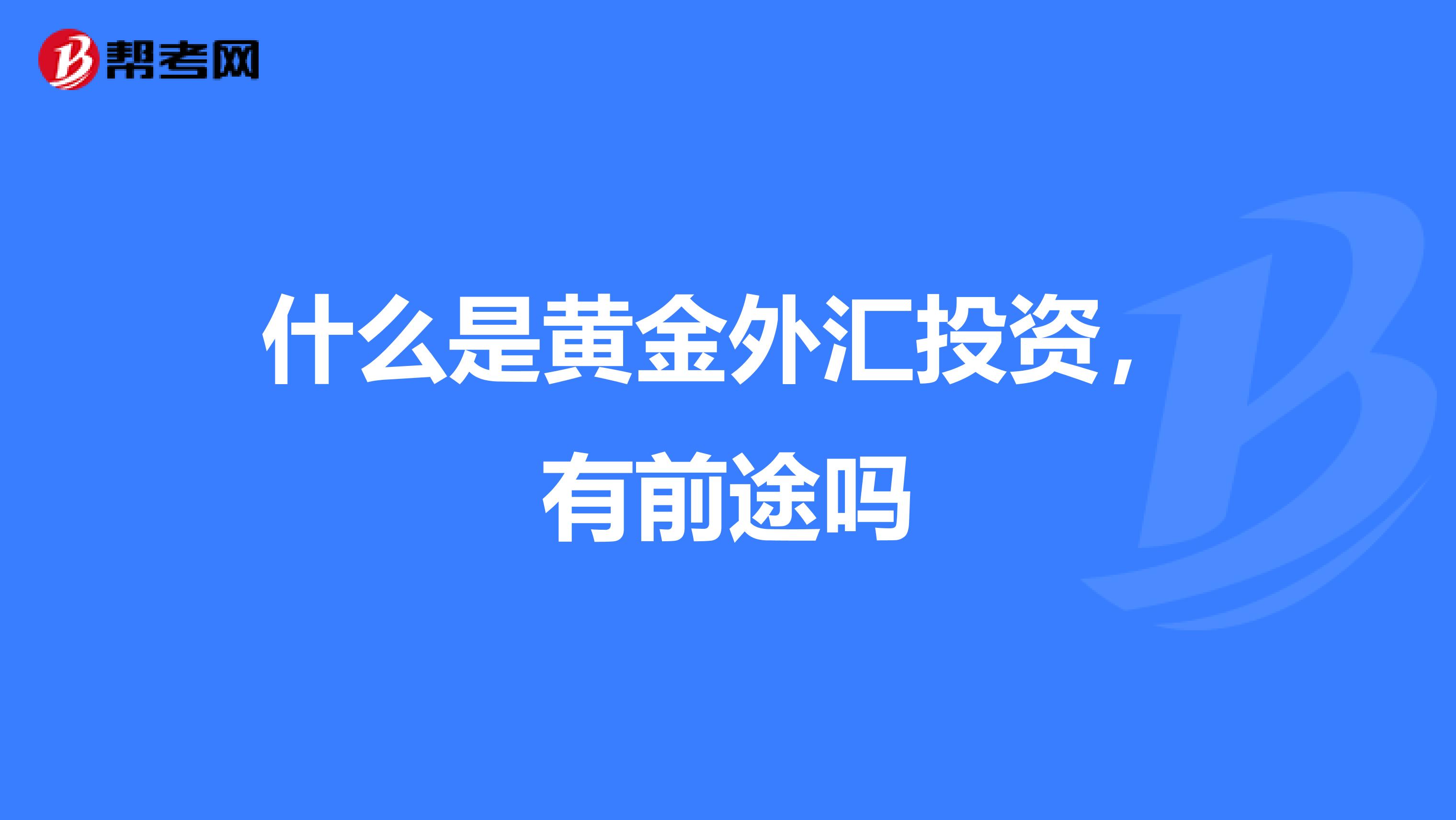 什么是黄金外汇投资，有前途吗