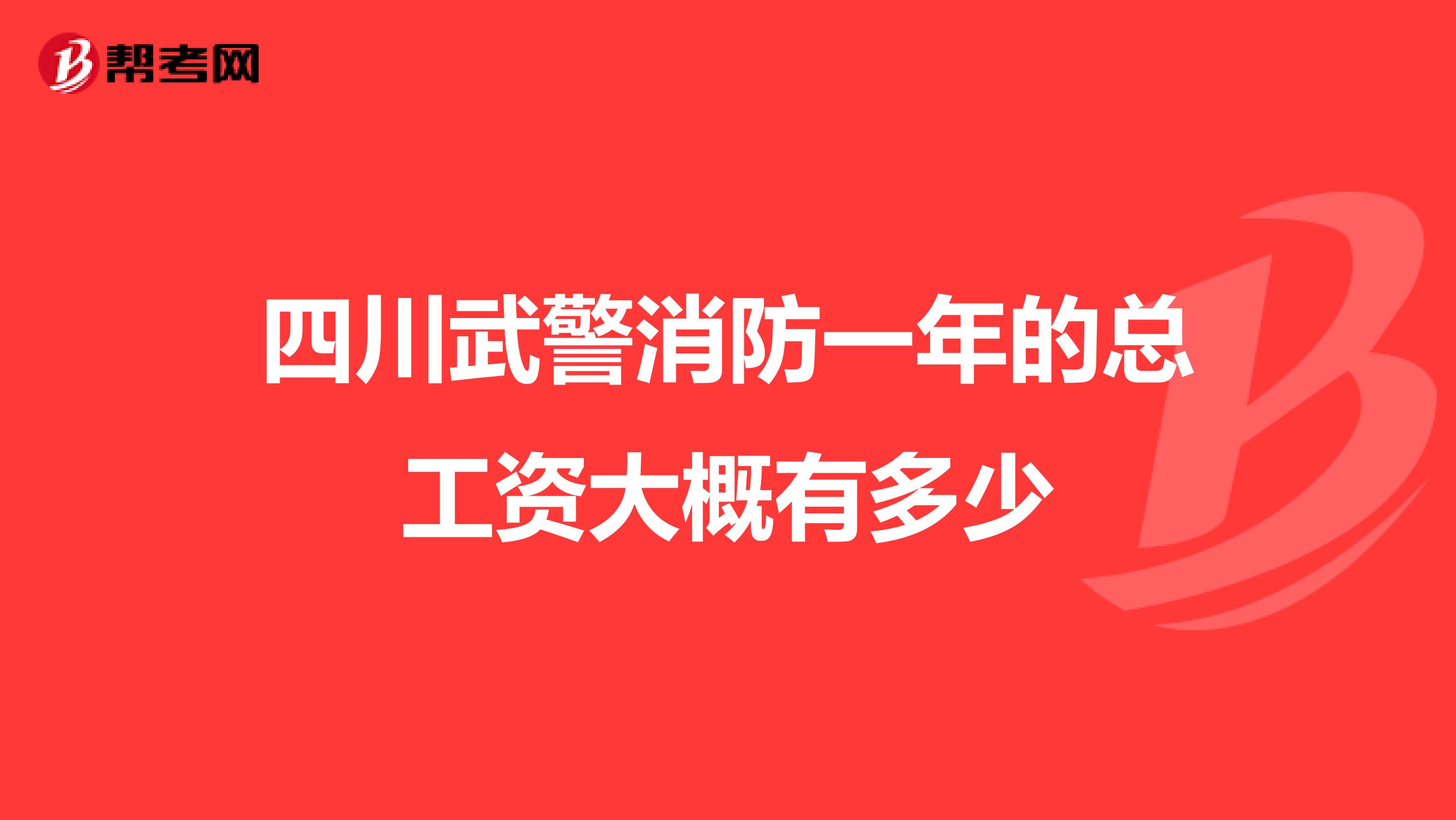 四川武警消防一年的总工资大概有多少