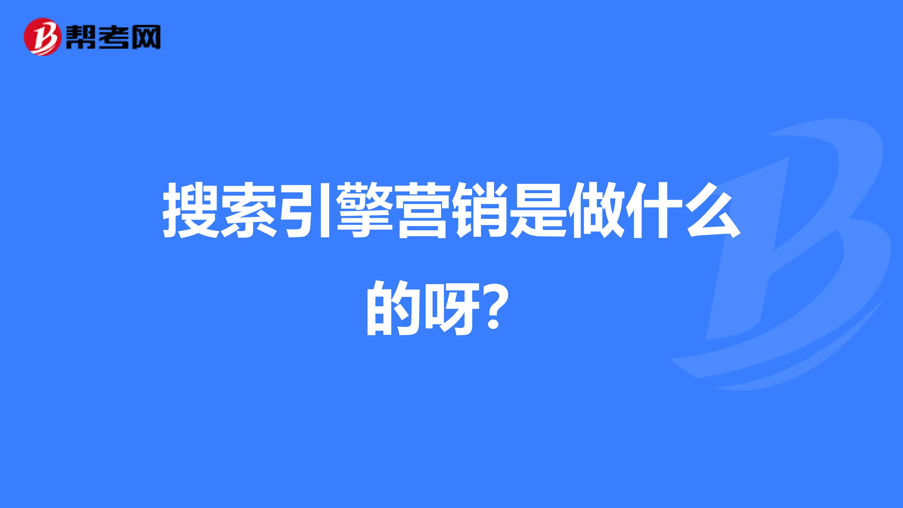 搜索引擎营销是做什么的呀？