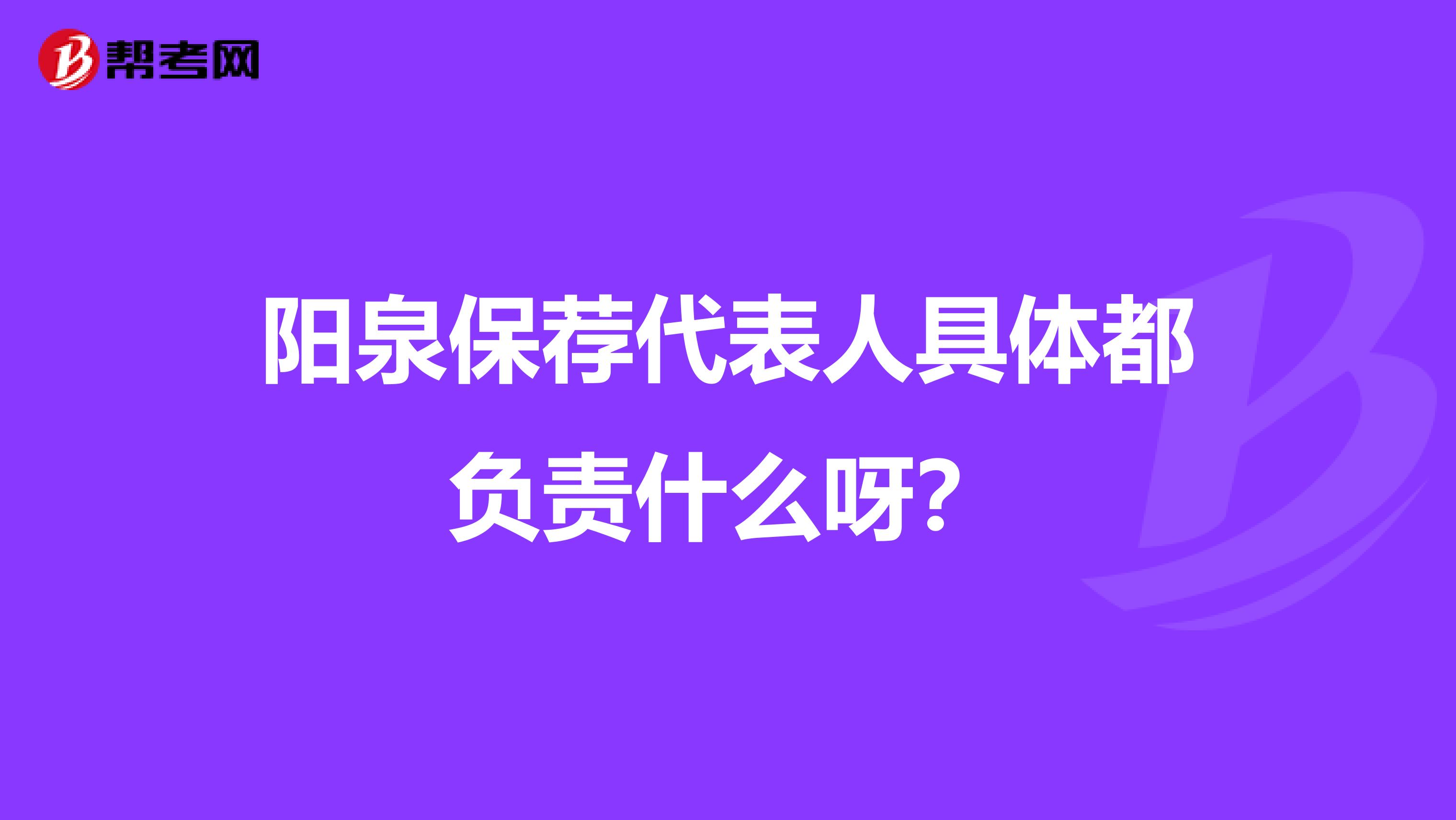 阳泉保荐代表人具体都负责什么呀？