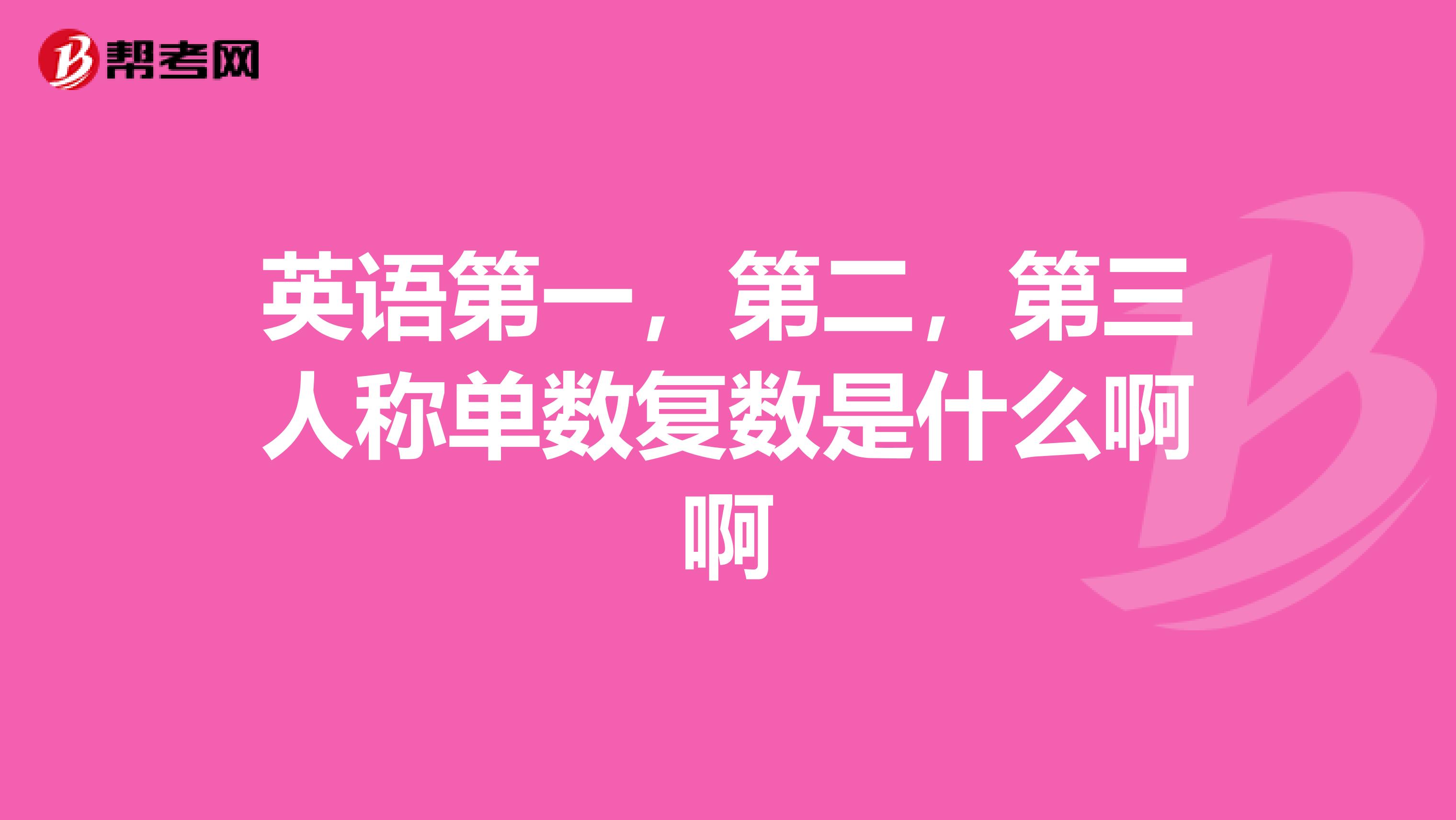 英语第一,第二,第三人称单数复数是什么啊啊