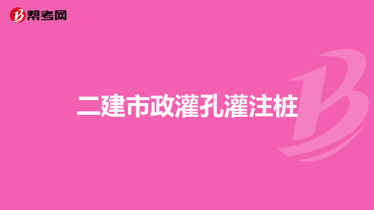 二建市政灌孔灌注桩