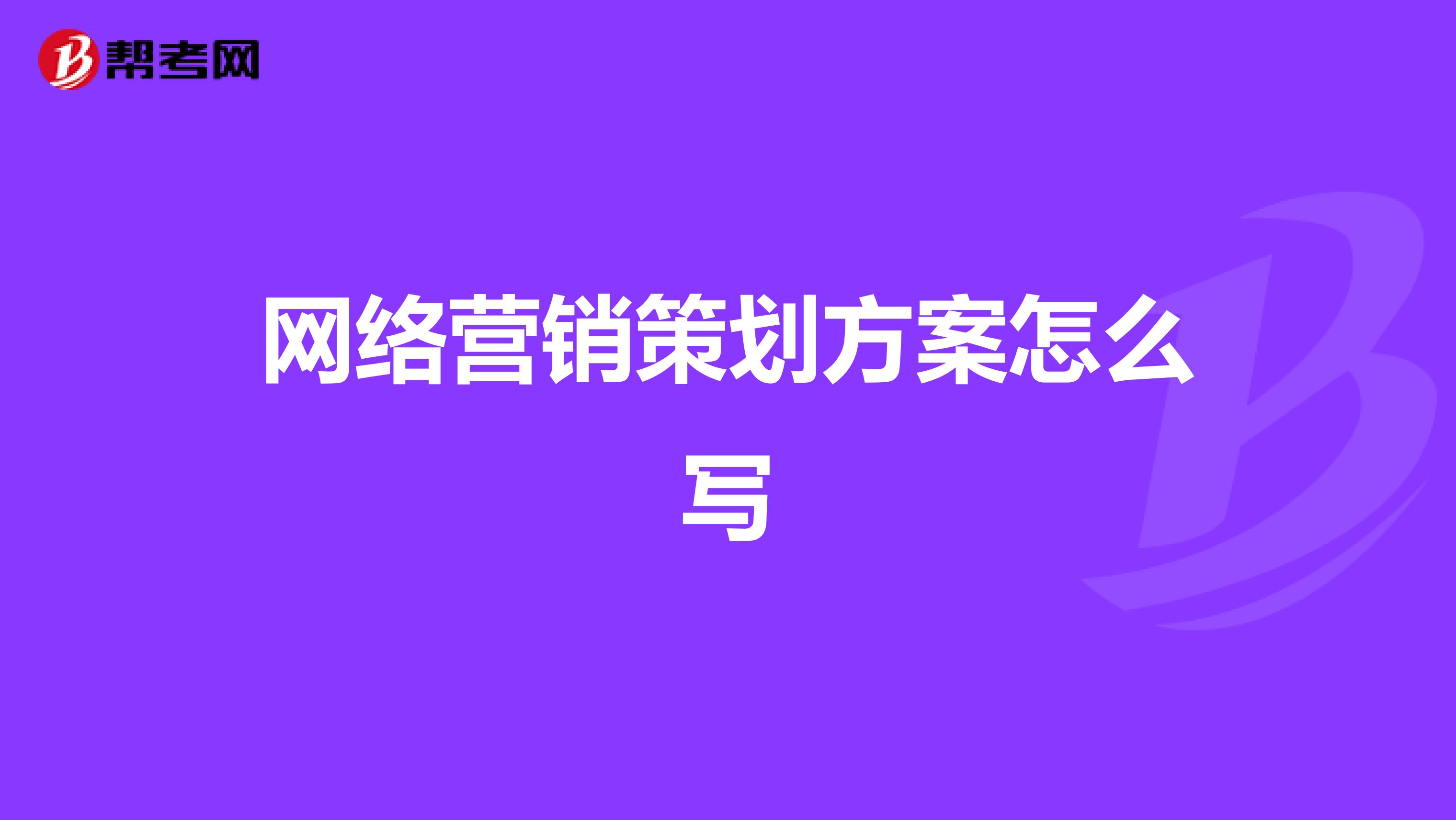 网络营销策划方案怎么写