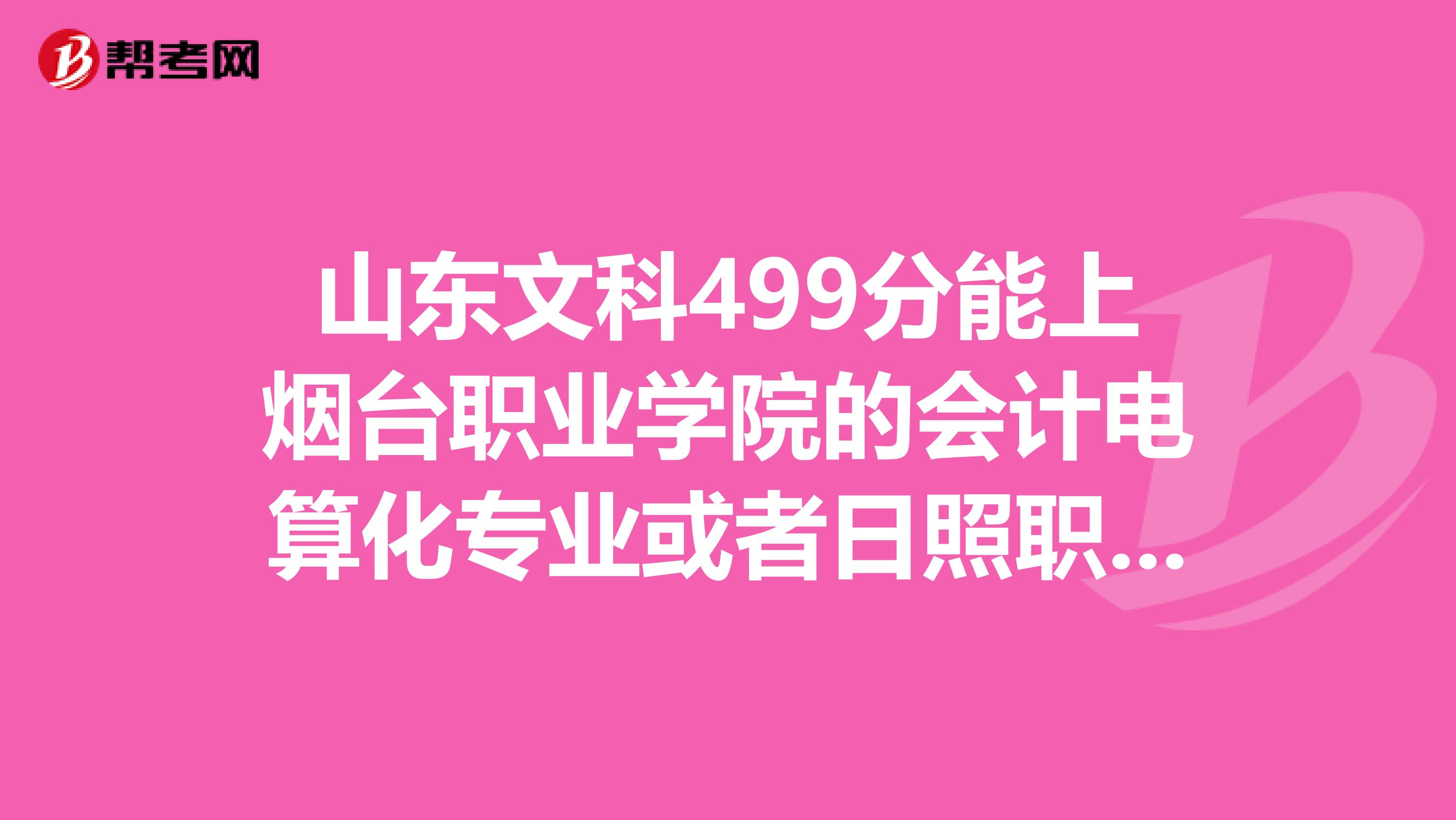 山东文科499分能上烟台职业学院的会计电算化专业或者日照职业技术学院的会计电算化专业吗?