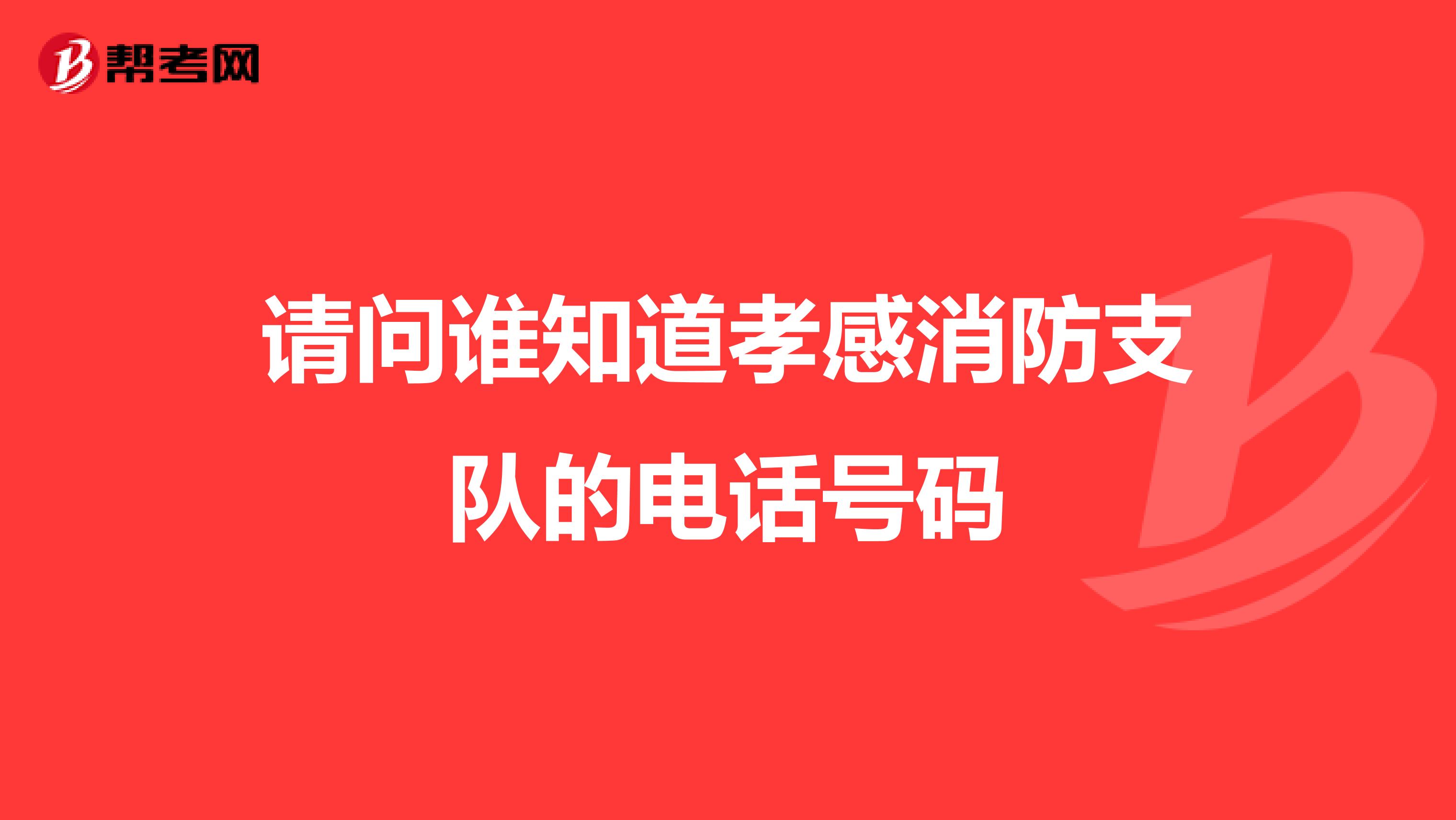 请问谁知道孝感消防支队的电话号码