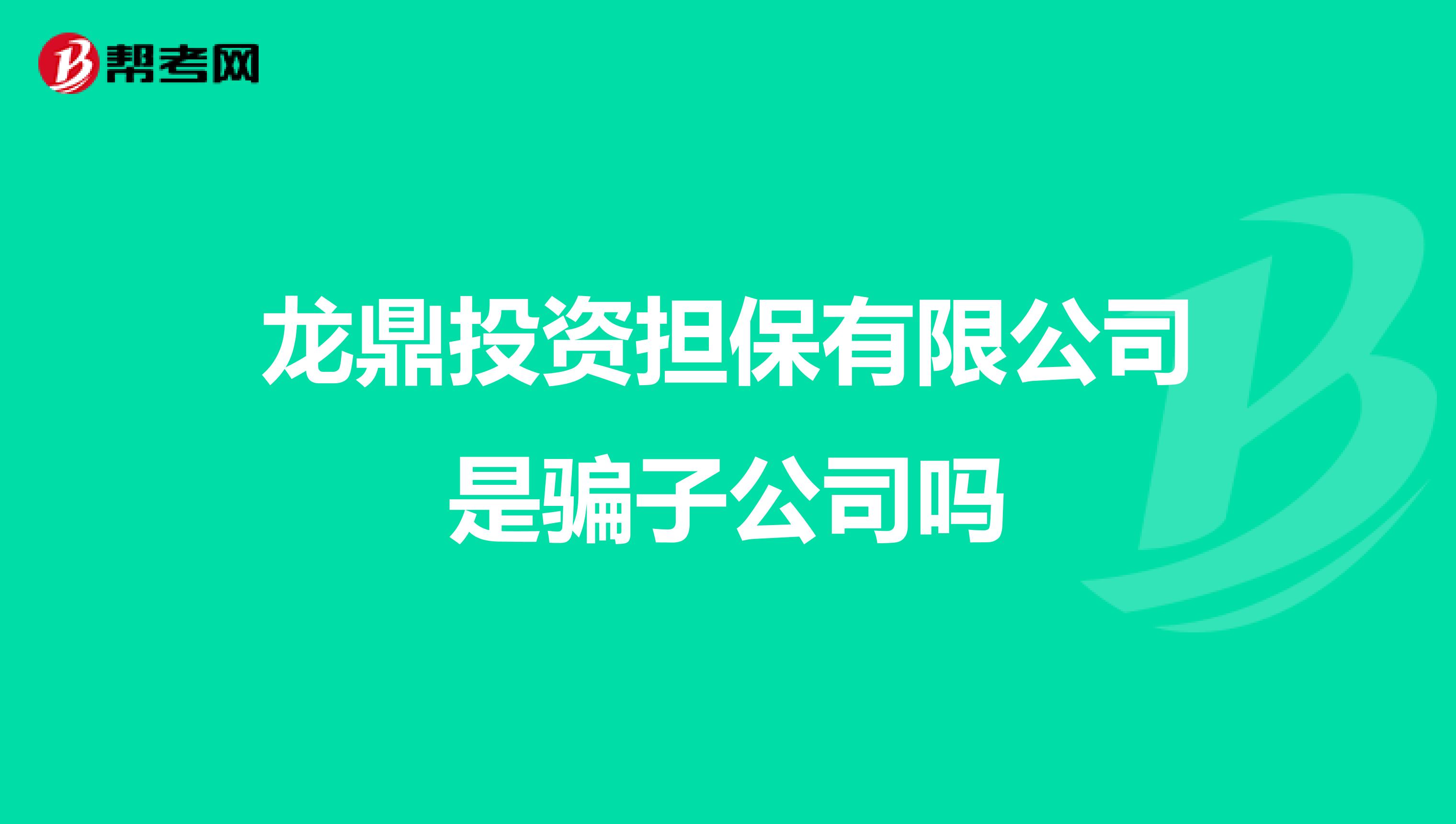 龙鼎投资担保有限公司是骗子公司吗