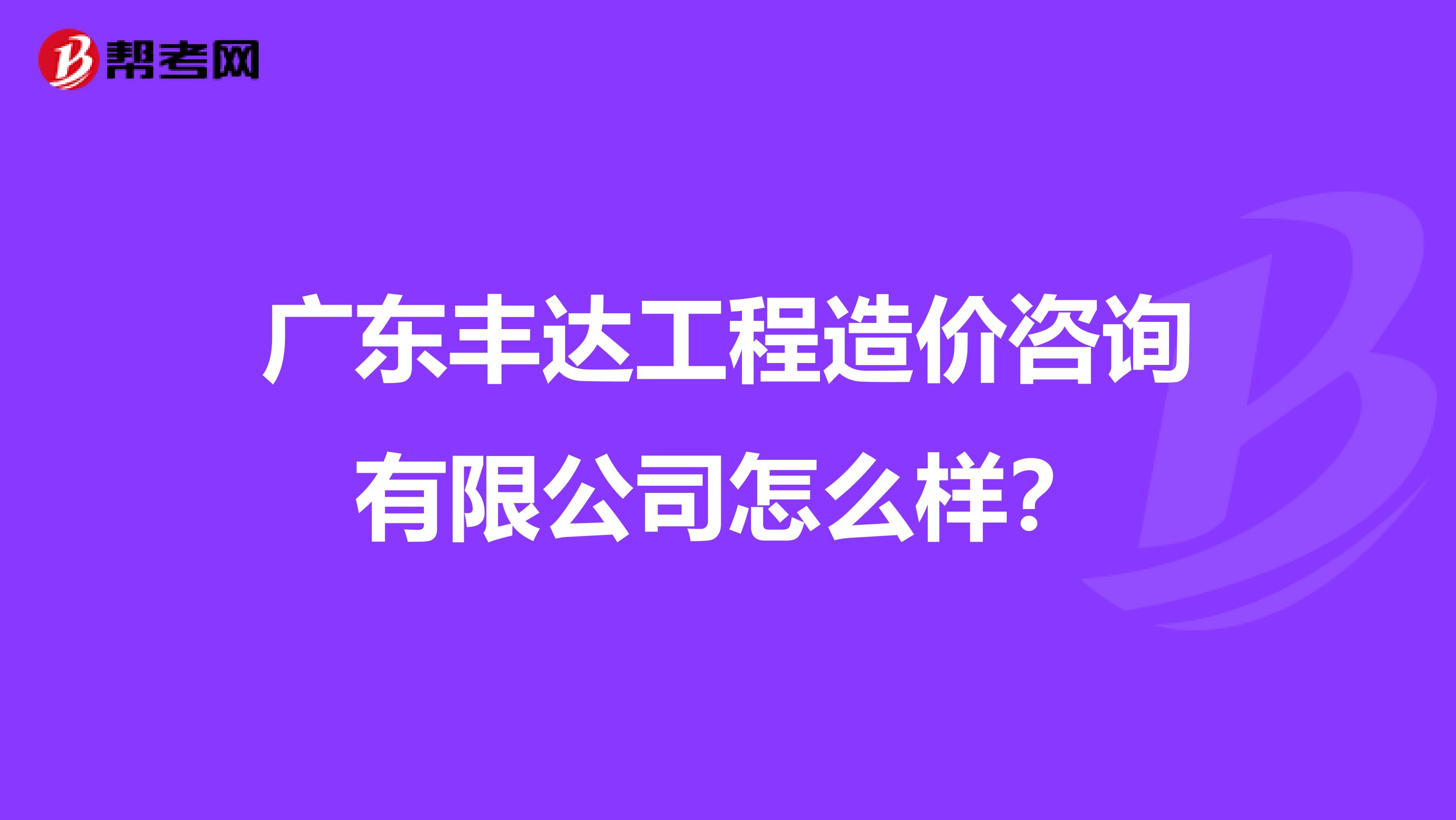 广东丰达工程造价咨询有限公司怎么样？