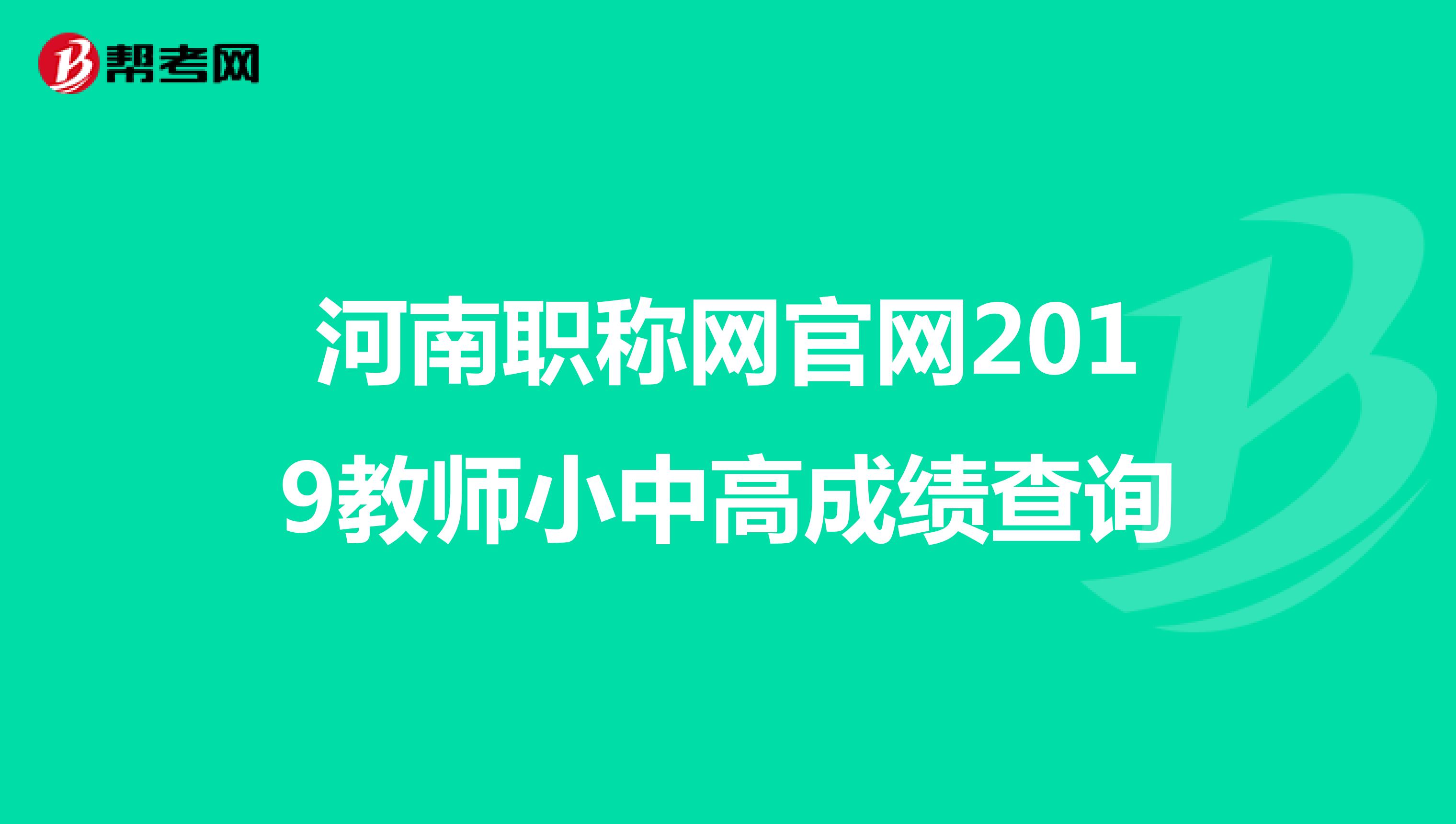 河南职称网官网2019教师小中高成绩查询