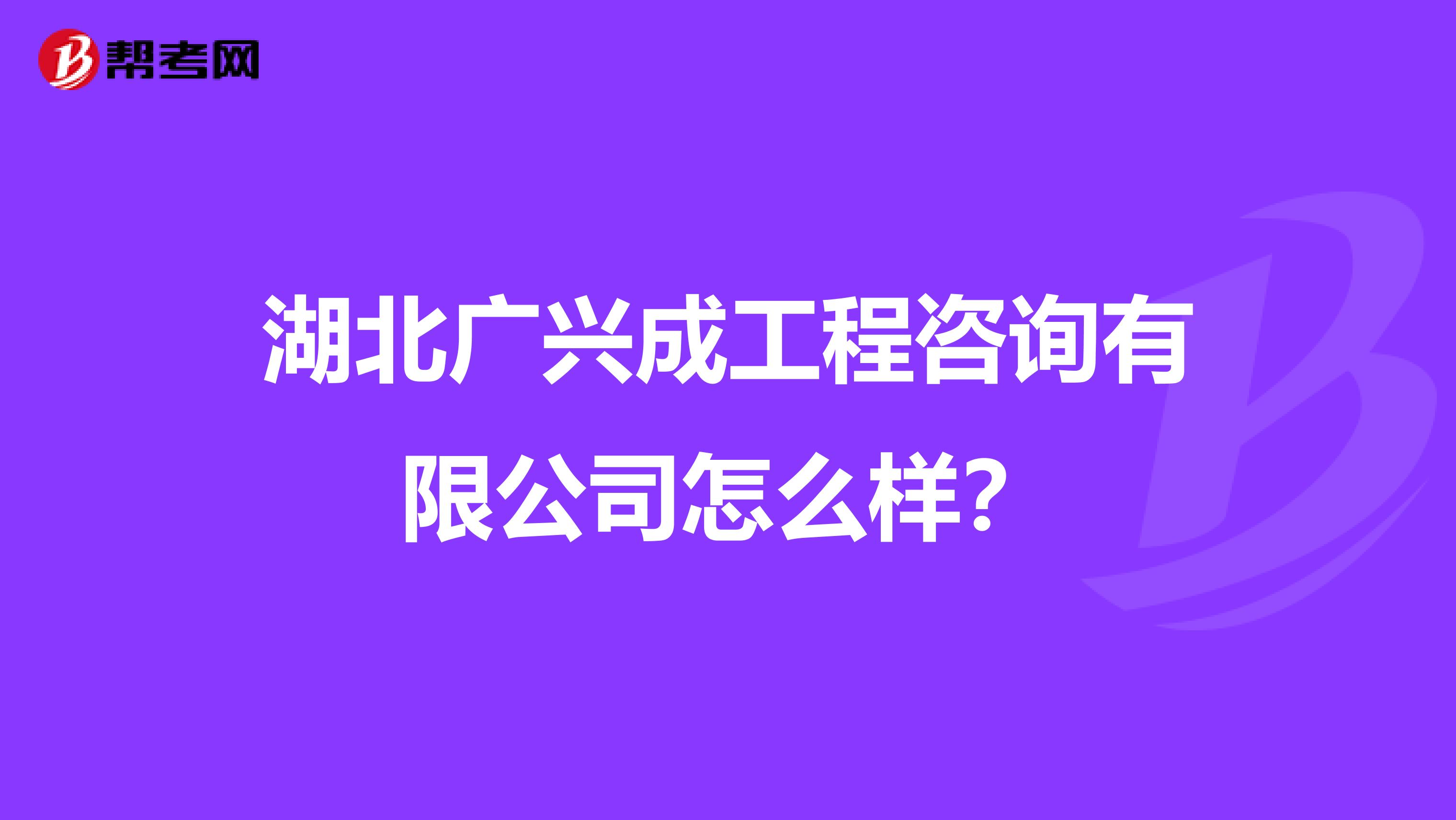 湖北广兴成工程咨询有限公司怎么样？