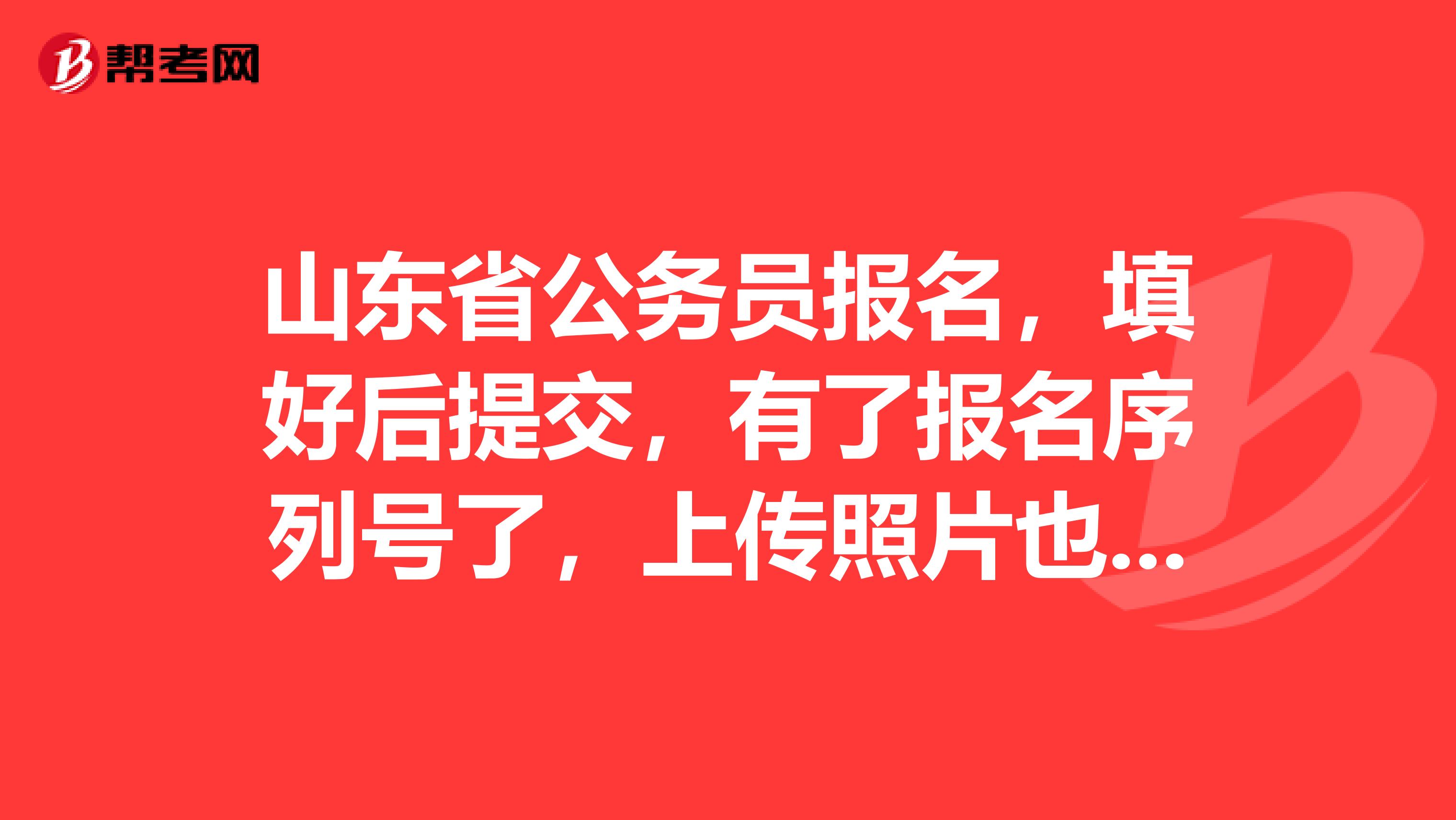 山东省公务员报名,填好后提交,有了报名序列号了,上传照片也成功了,是不是就可以等待审核了?