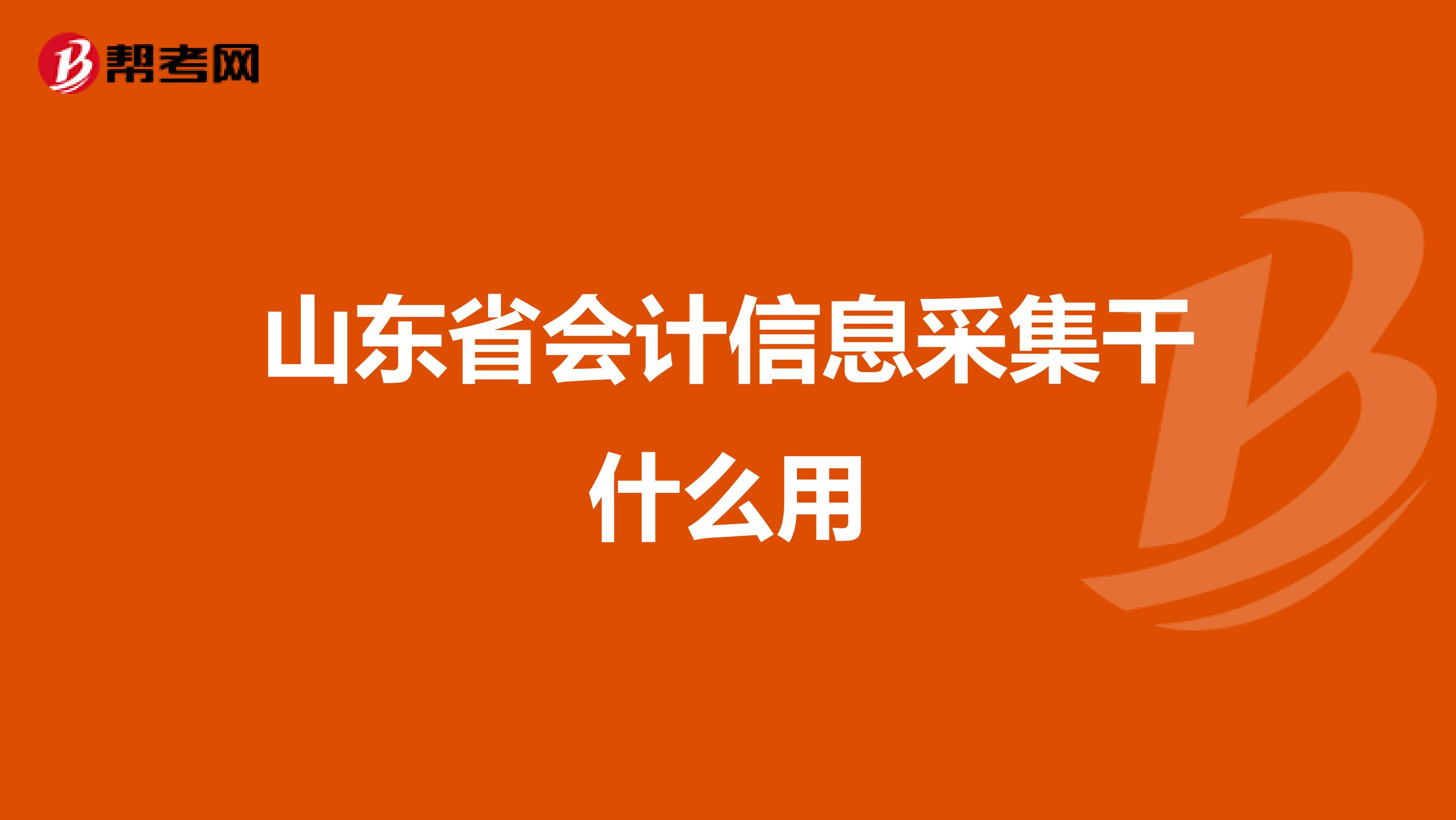 山东省会计信息采集干什么用