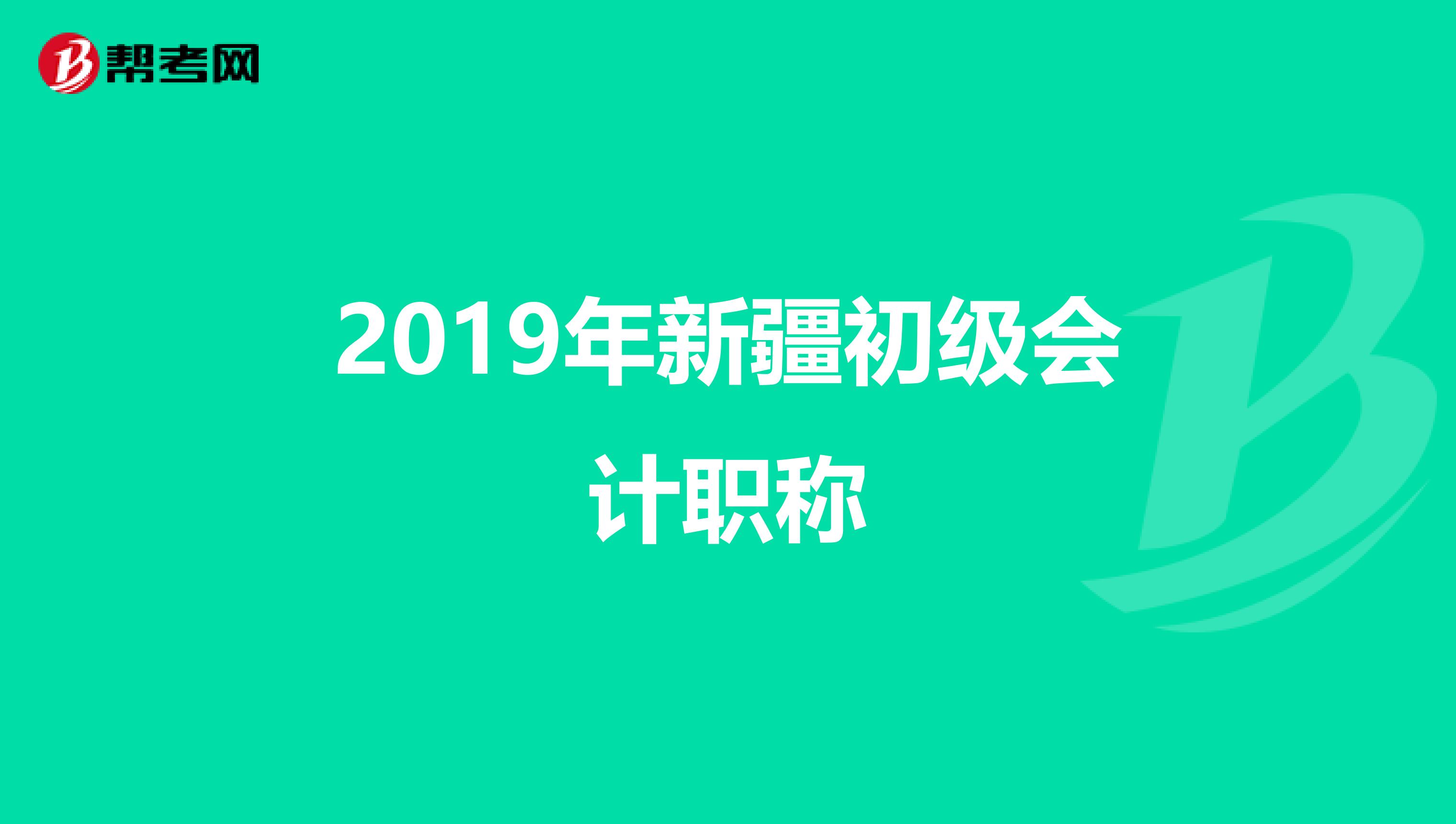 2019年新疆初级会计职称