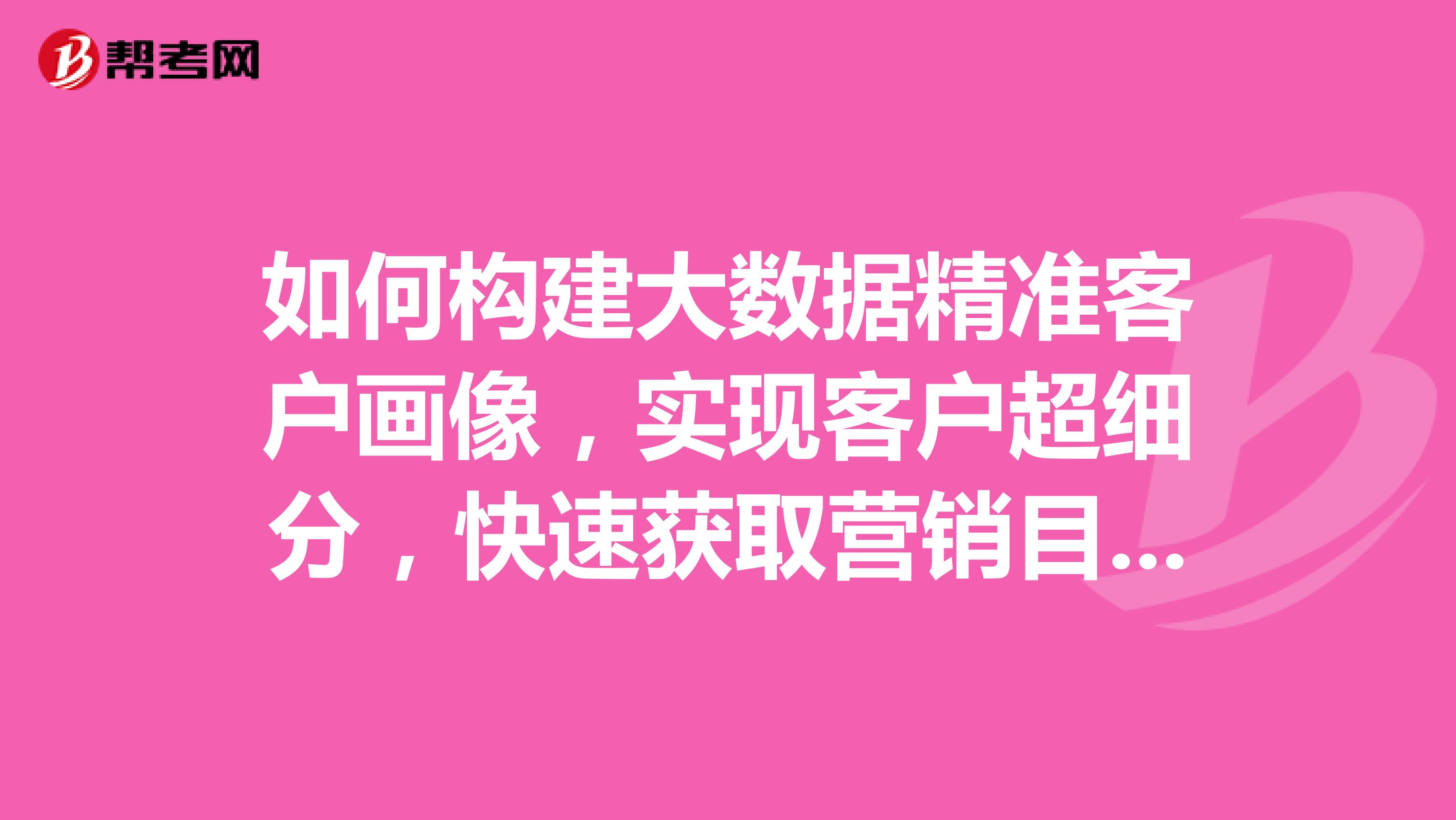 如何构建大数据精准客户画像，实现客户超细分，快速获取营销目标客户群？