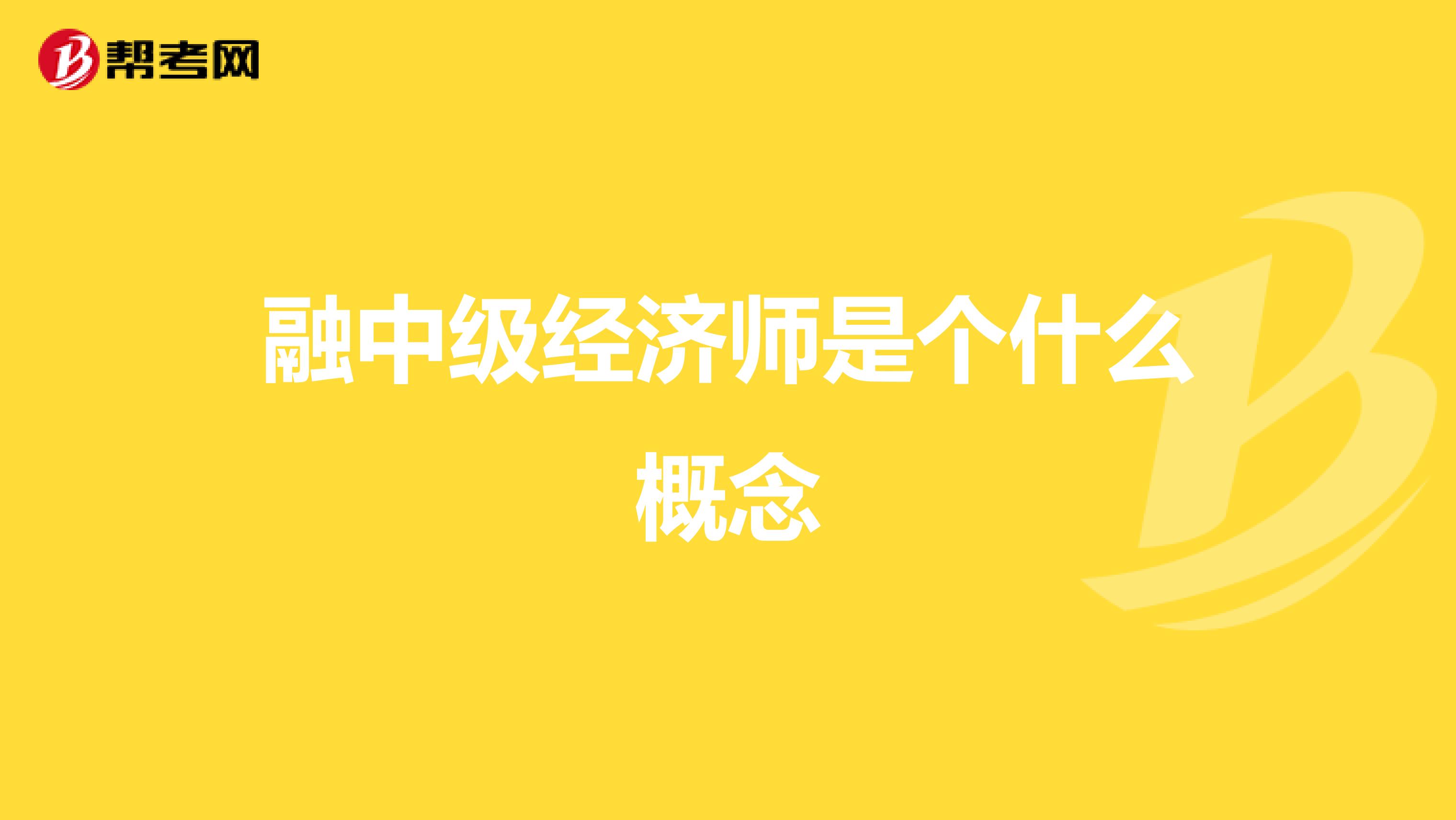 融中级经济师是个什么概念