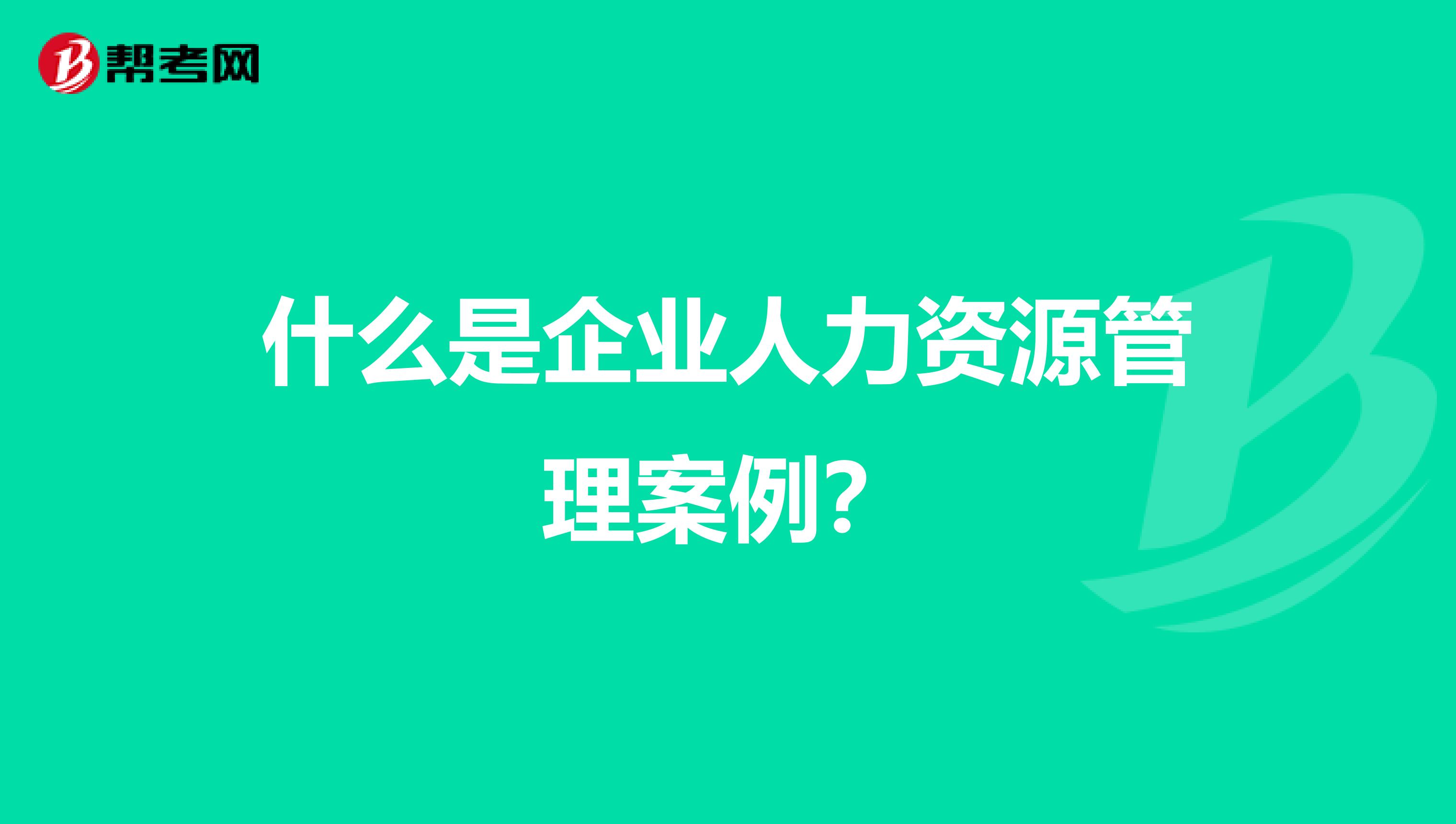 什么是企业人力资源管理案例?